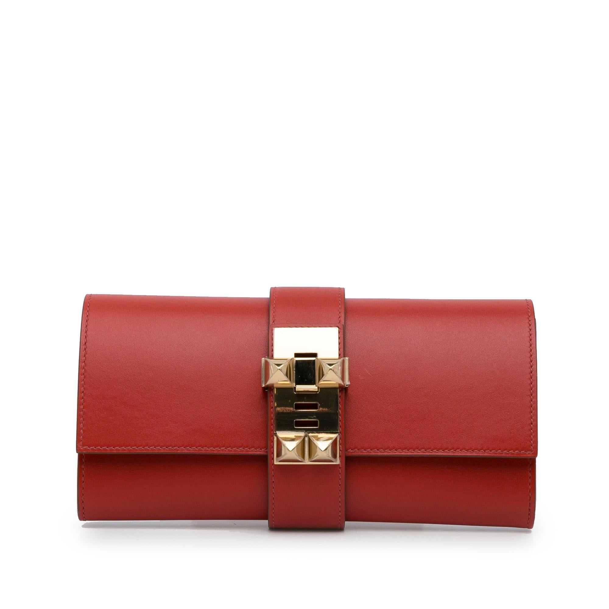 Hermes Medor Leather Clutch Bag (SHG-R1EcqA)