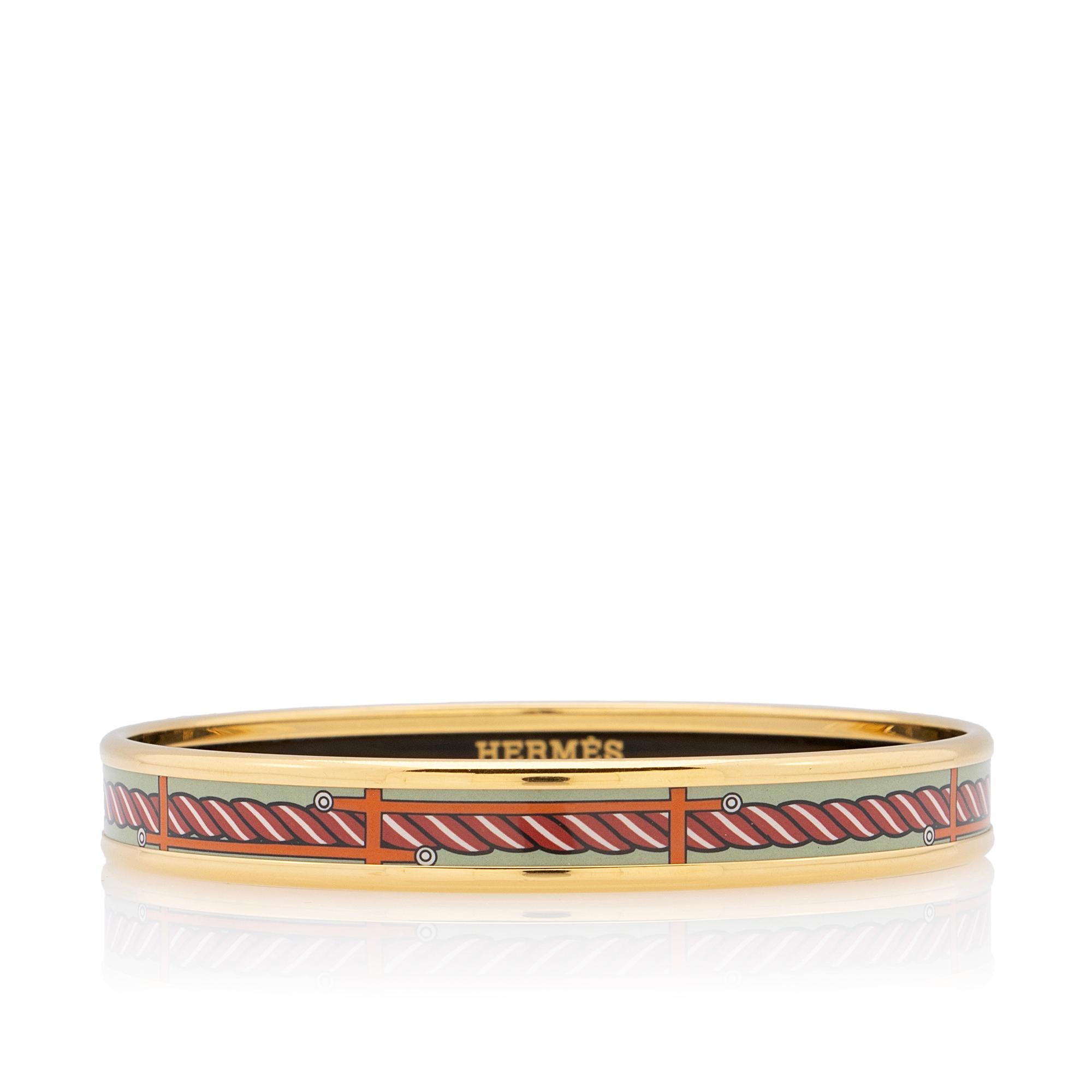 Hermes Printed Enamel Narrow Bracelet (SHF-yJrW5z)