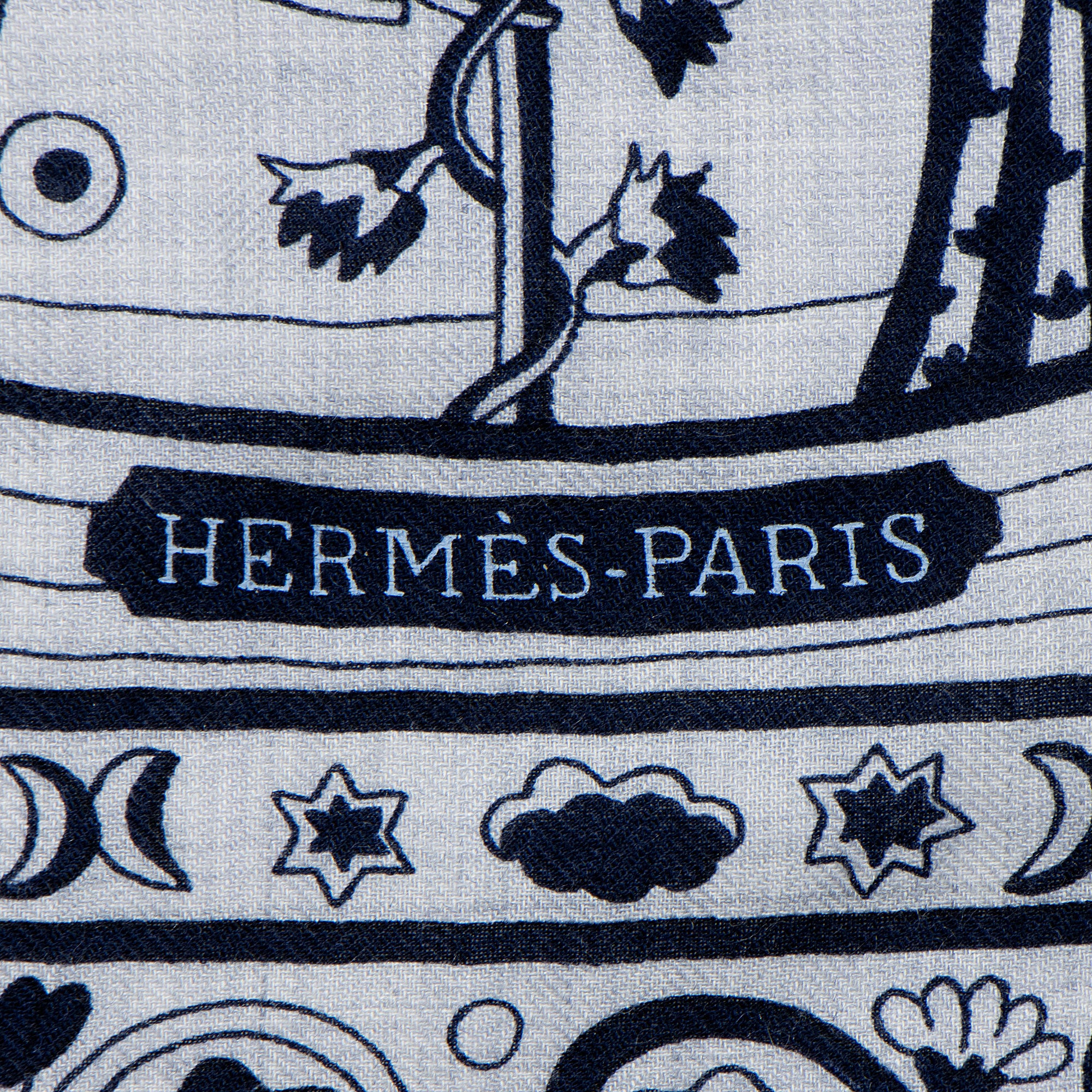 Hermes Silk Cashmere Peuple du Vent 140cm Shawl