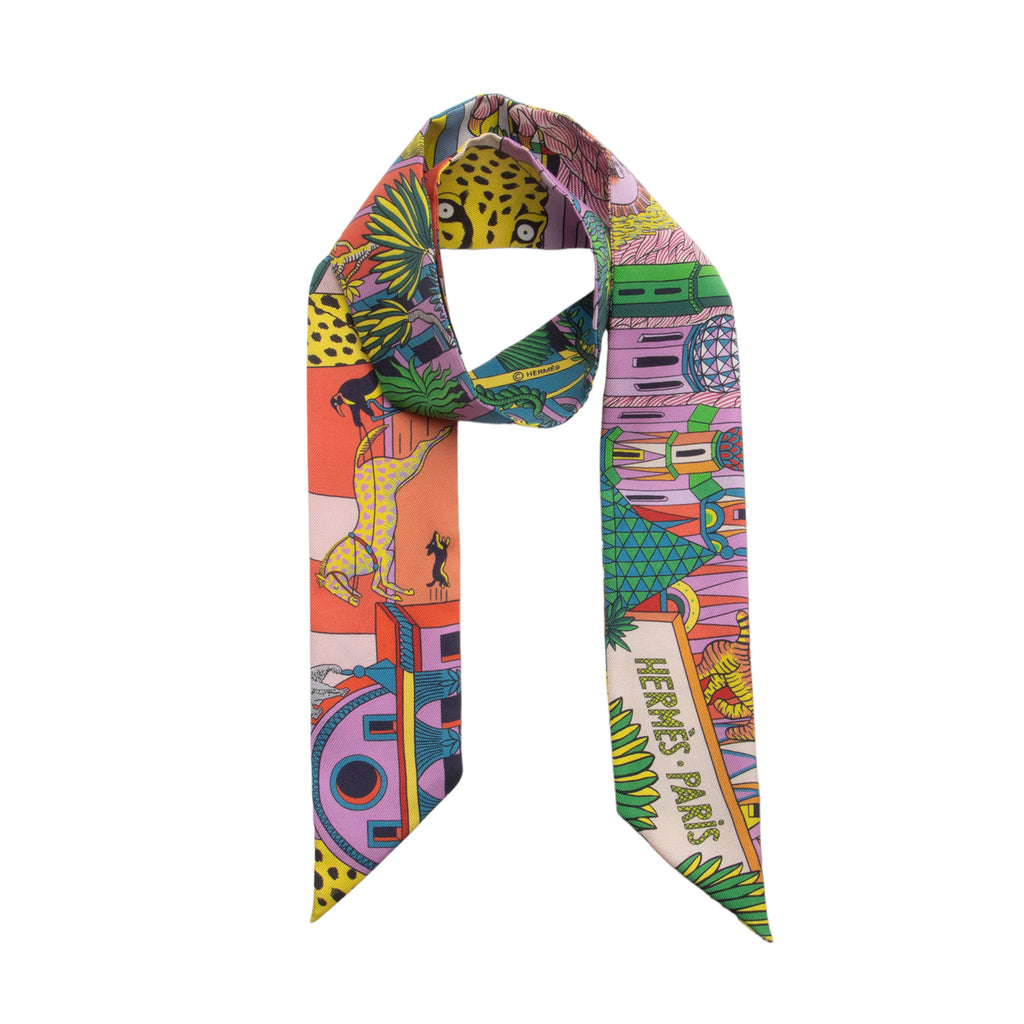 Hermes Silk Animapolis Plumetis Twilly Scarf SHF clAepn