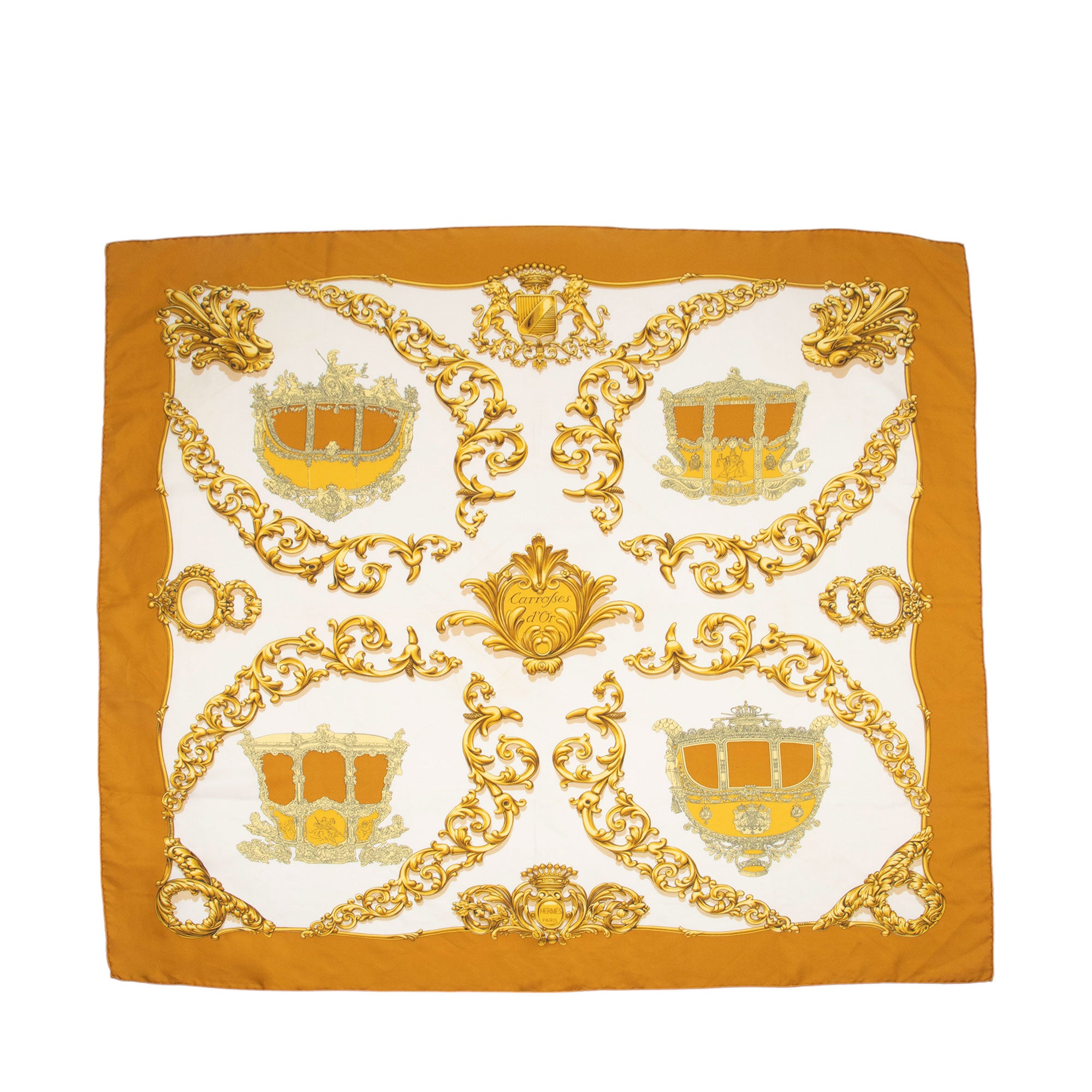Hermes Silk Carrosse Dor 90cm Scarf (SHF-Hgp9ag)
