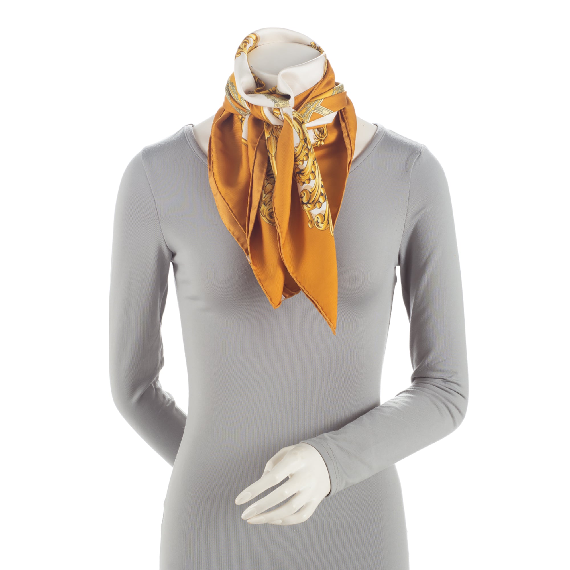 Hermes Silk Carrosse Dor 90cm Scarf (SHF-Hgp9ag)