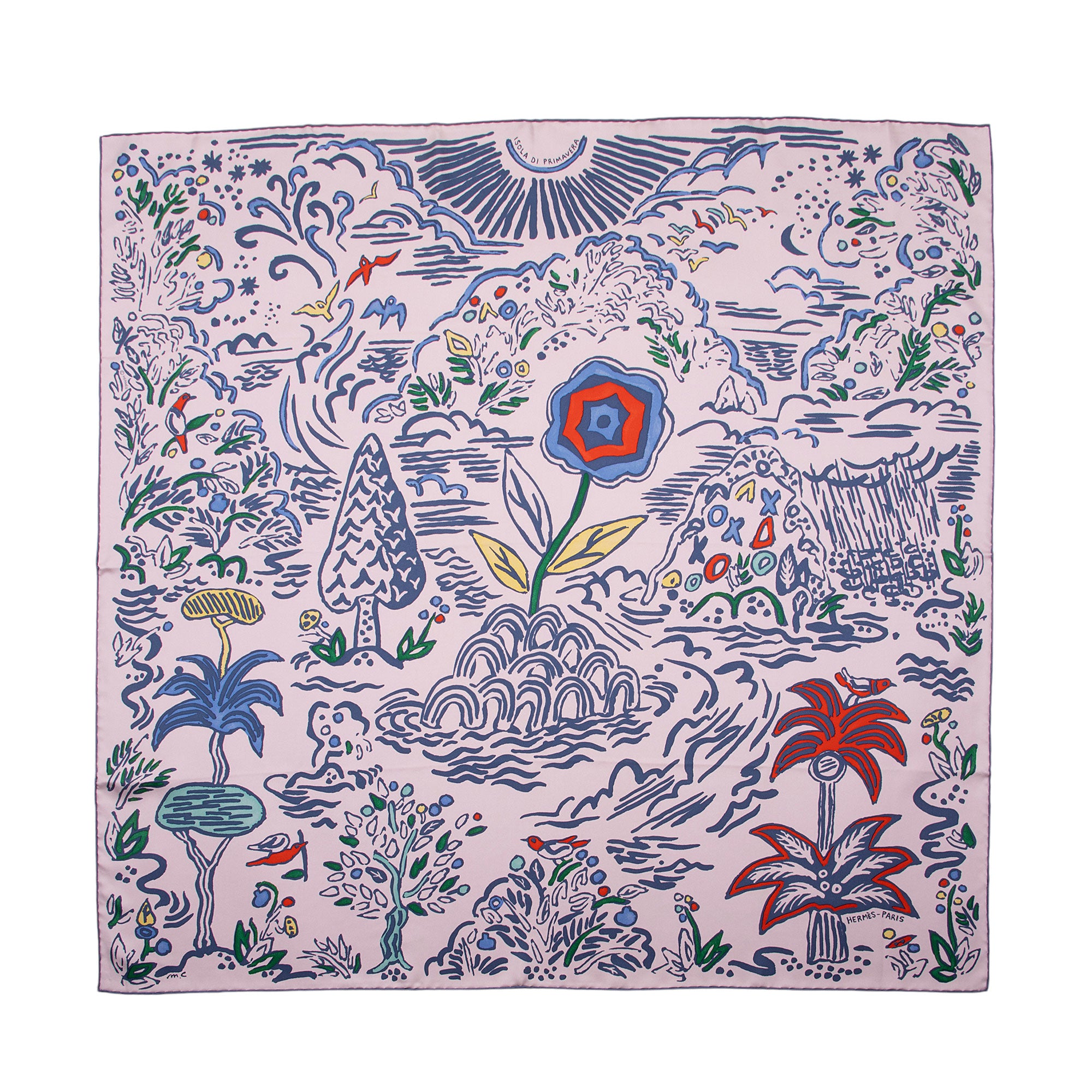 Hermes Silk Isola Di Primavera 90cm Scarf (SHF-61GUlK)