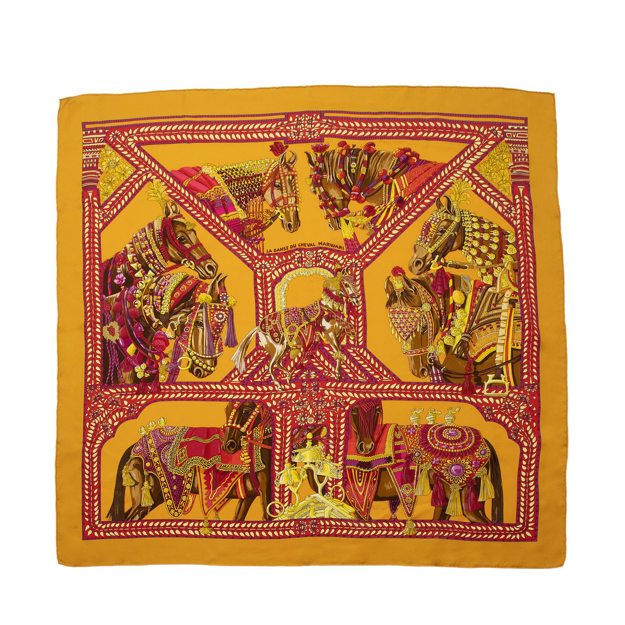 Hermes Silk La Danse du Cheval Marwari 90cm Scarf (SHF-icpnaQ)