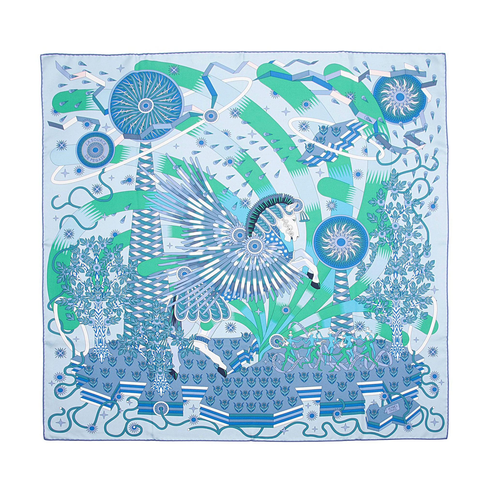 Hermes Silk La Source de Pegase 90cm Scarf