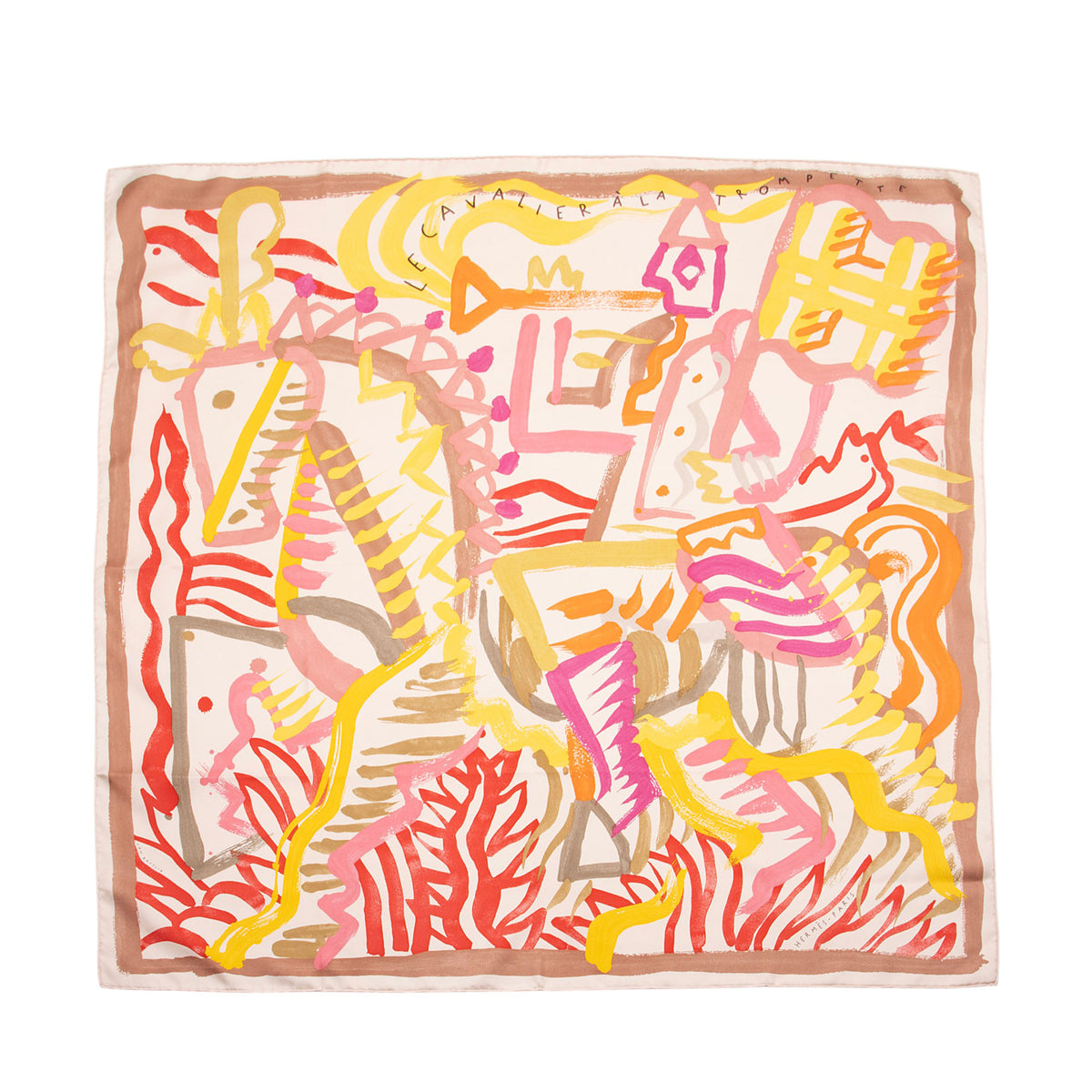 Hermes Silk Le Cavalier a la Trompette 90cm Scarf