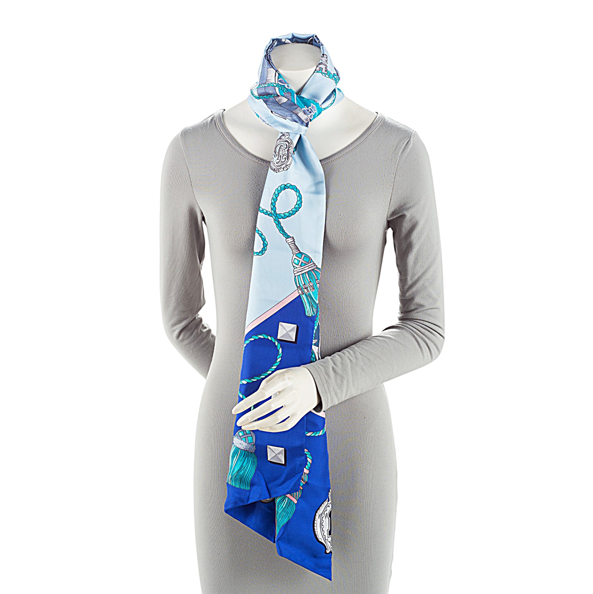 Hermes Silk Les Cles Maxi Twilly Scarf