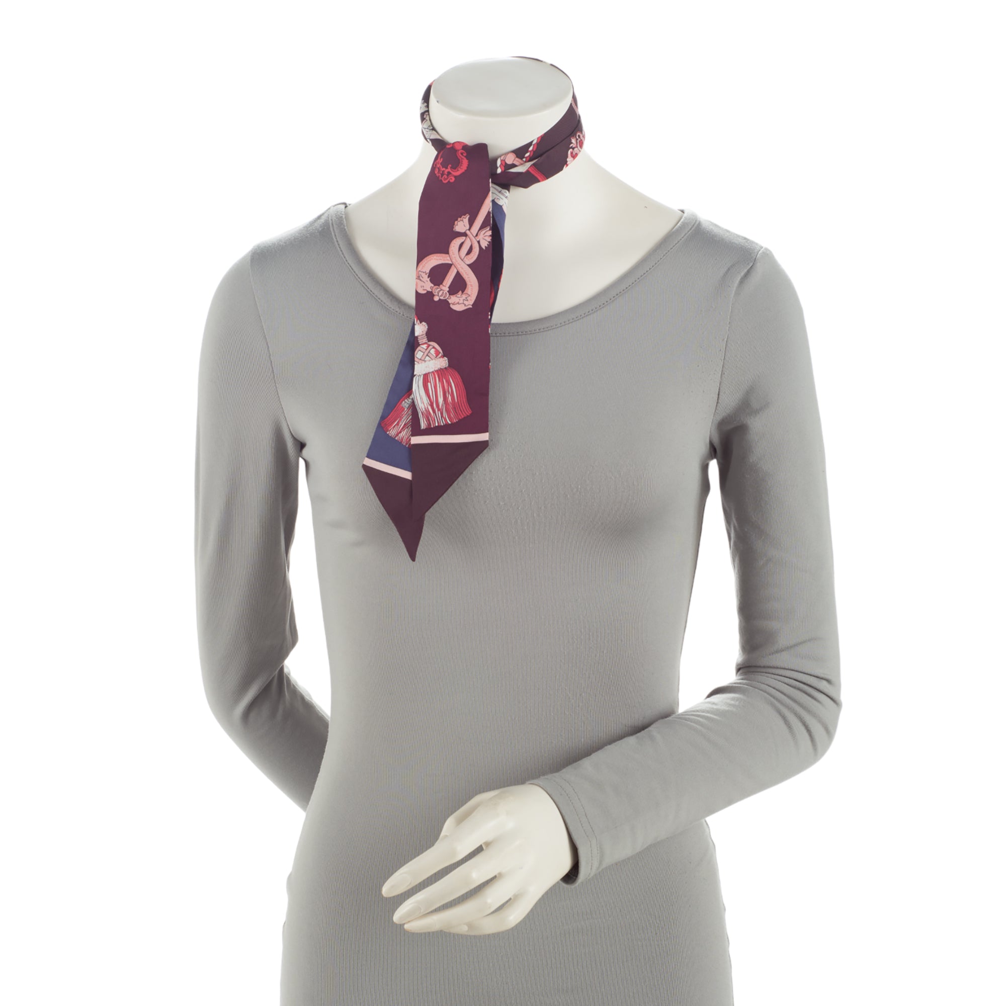 Hermes Silk Les Cles Twilly Scarf (SHF-XVDpqk)
