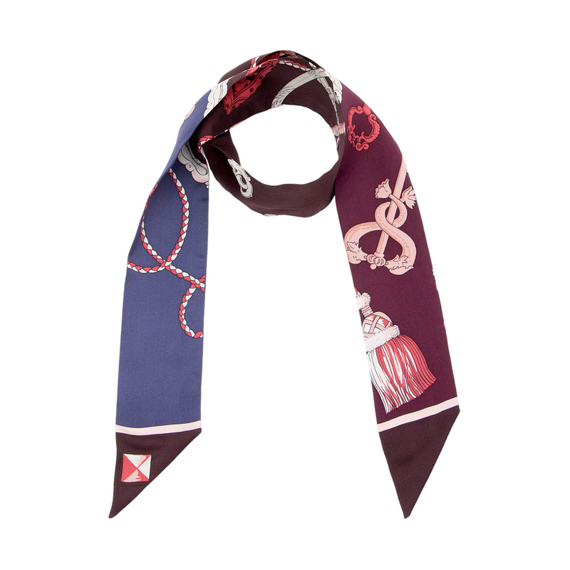 Hermes Silk Les Cles Twilly Scarf (SHF-XVDpqk)