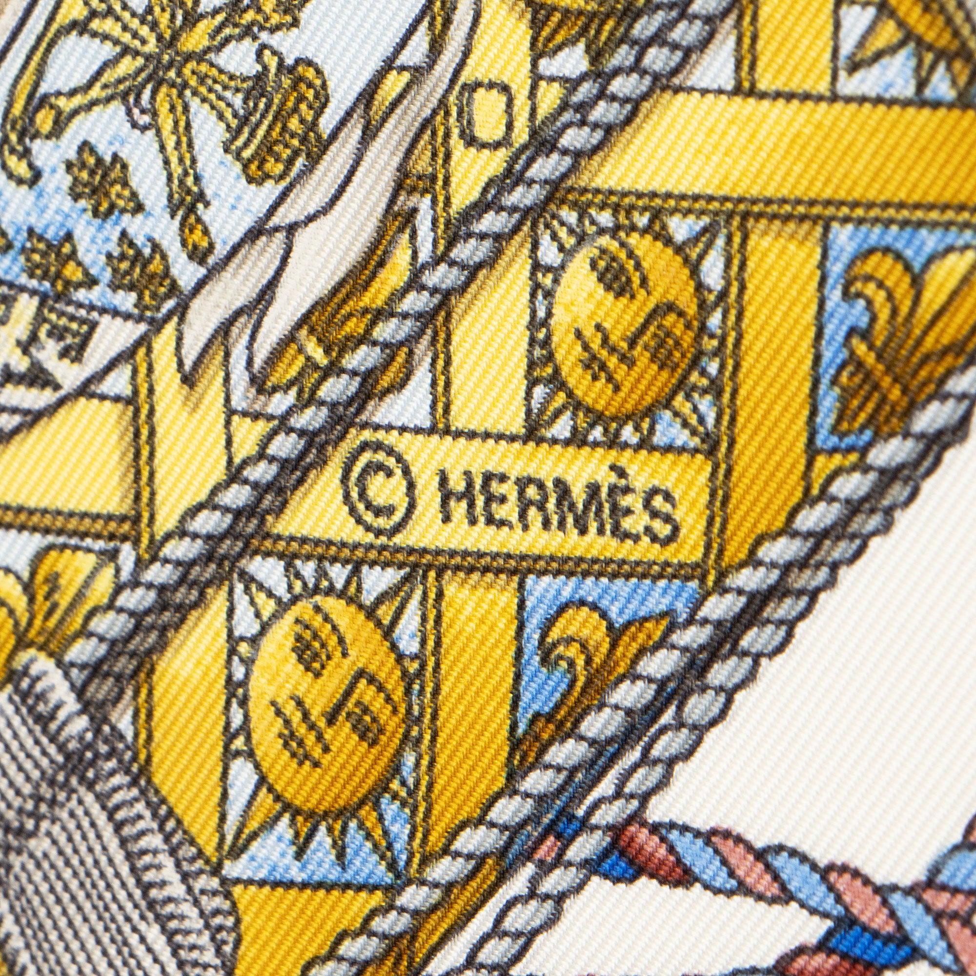 Hermes Silk Les Tambours 90cm Scarf