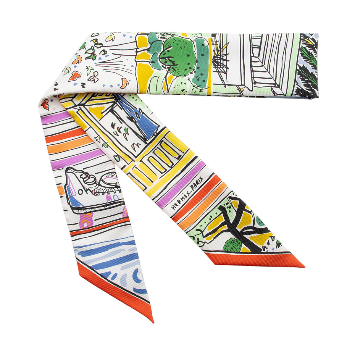 Hermes Silk Rayures d'Ete Twilly Scarf