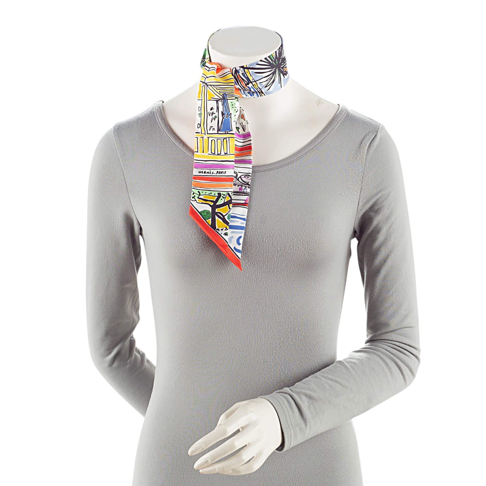 Hermes Silk Rayures d'Ete Twilly Scarf