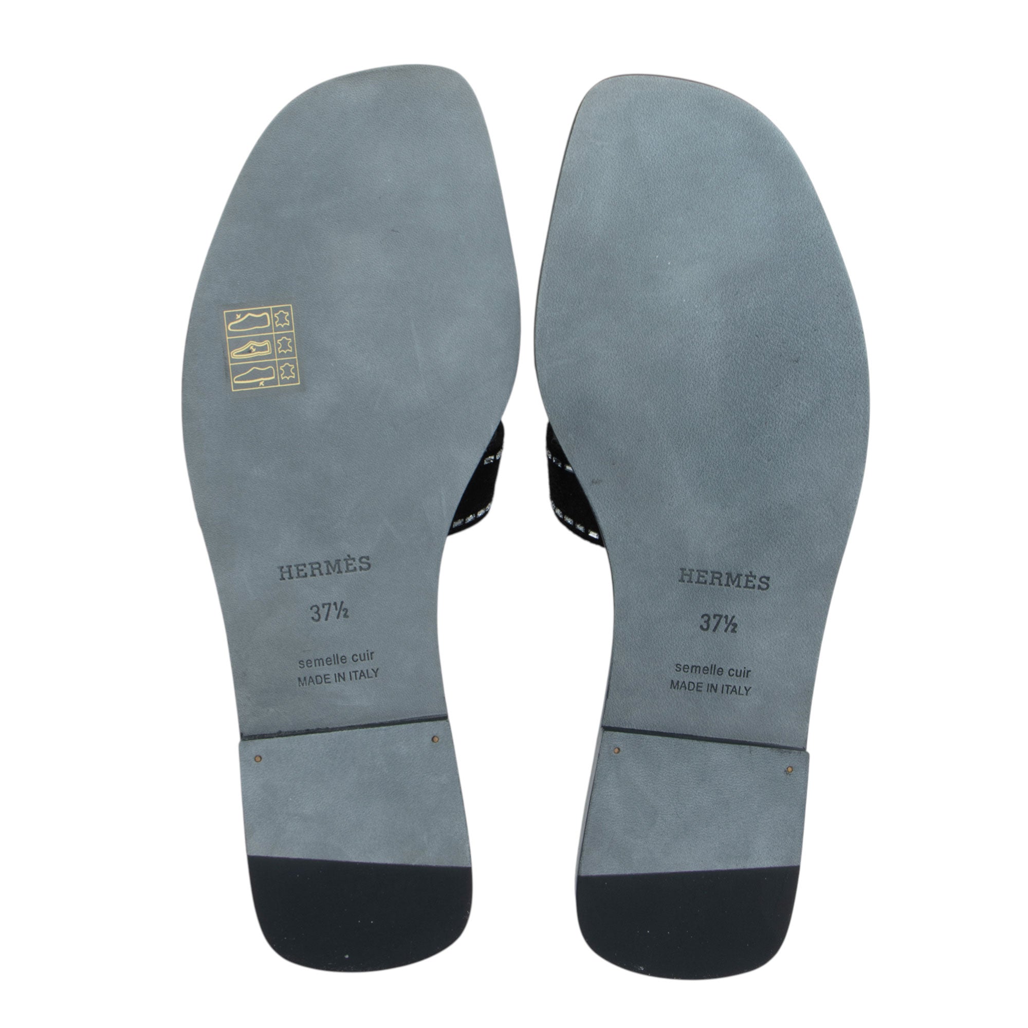 Hermes Suede Goatskin Crystal Oran Sandals - Size 7.5 / 37.5