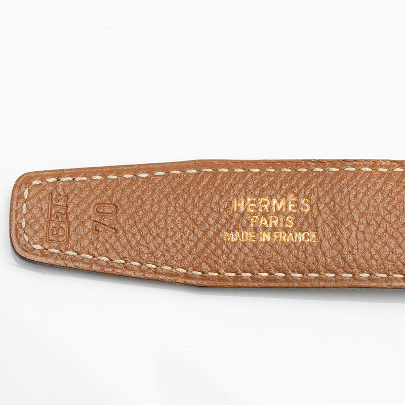 Hermes Vintage Box Calfskin Epsom Leather 24mm Reversible H Belt - Size 28 / 70 (SHF-eXz430)
