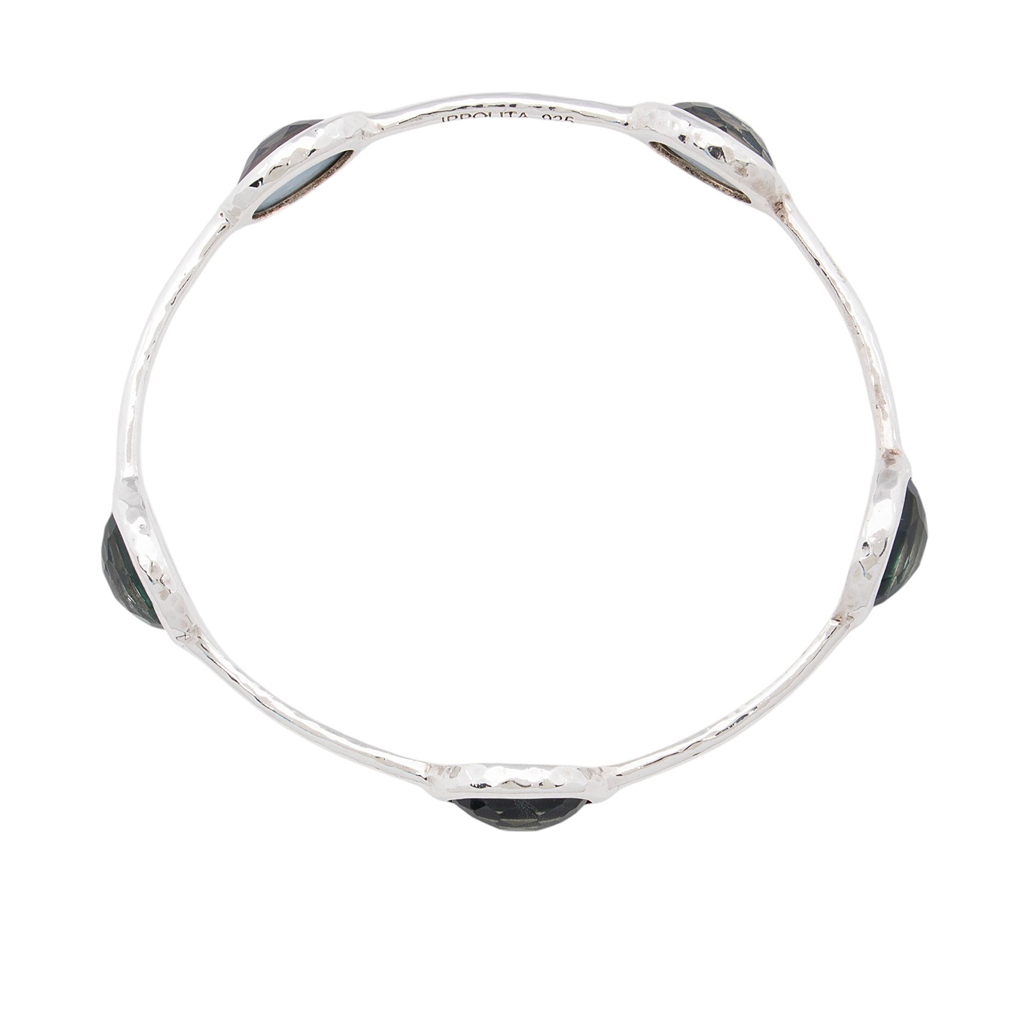 Ippolita Sterling Silver Mother of Pearl Quartz Rock Candy 5-Stone Bangle