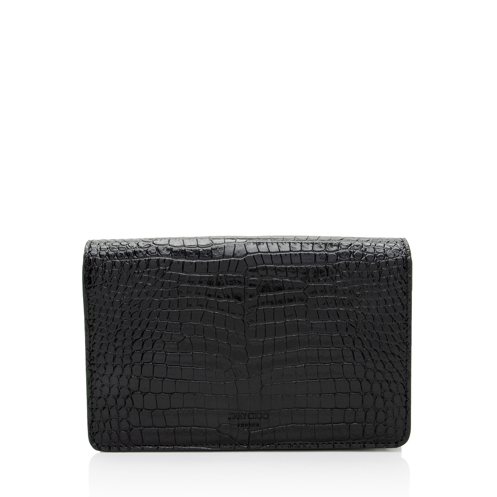 Jimmy Choo Croc Embossed Palace Wallet on Chain (SHF-RBjMRp)