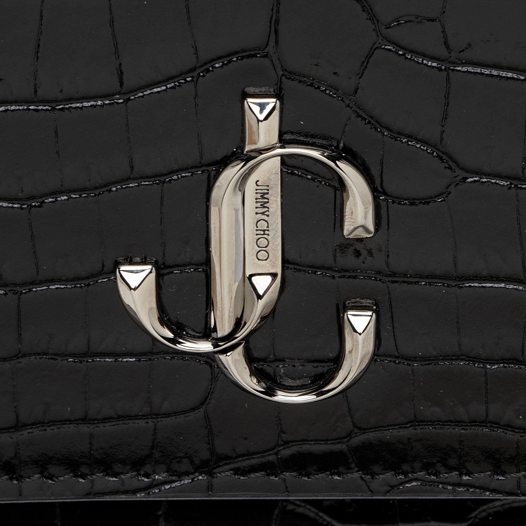 Jimmy Choo Croc Embossed Palace Wallet on Chain (SHF-RBjMRp)
