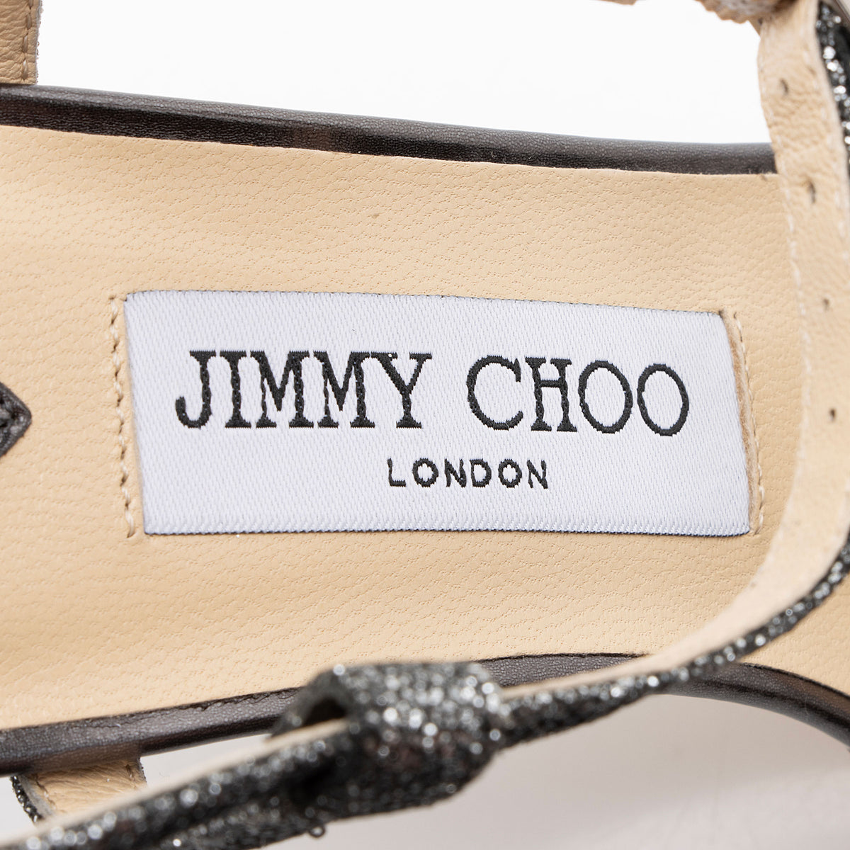 Jimmy Choo Glitter Claudette Sandals - Size 7 / 37