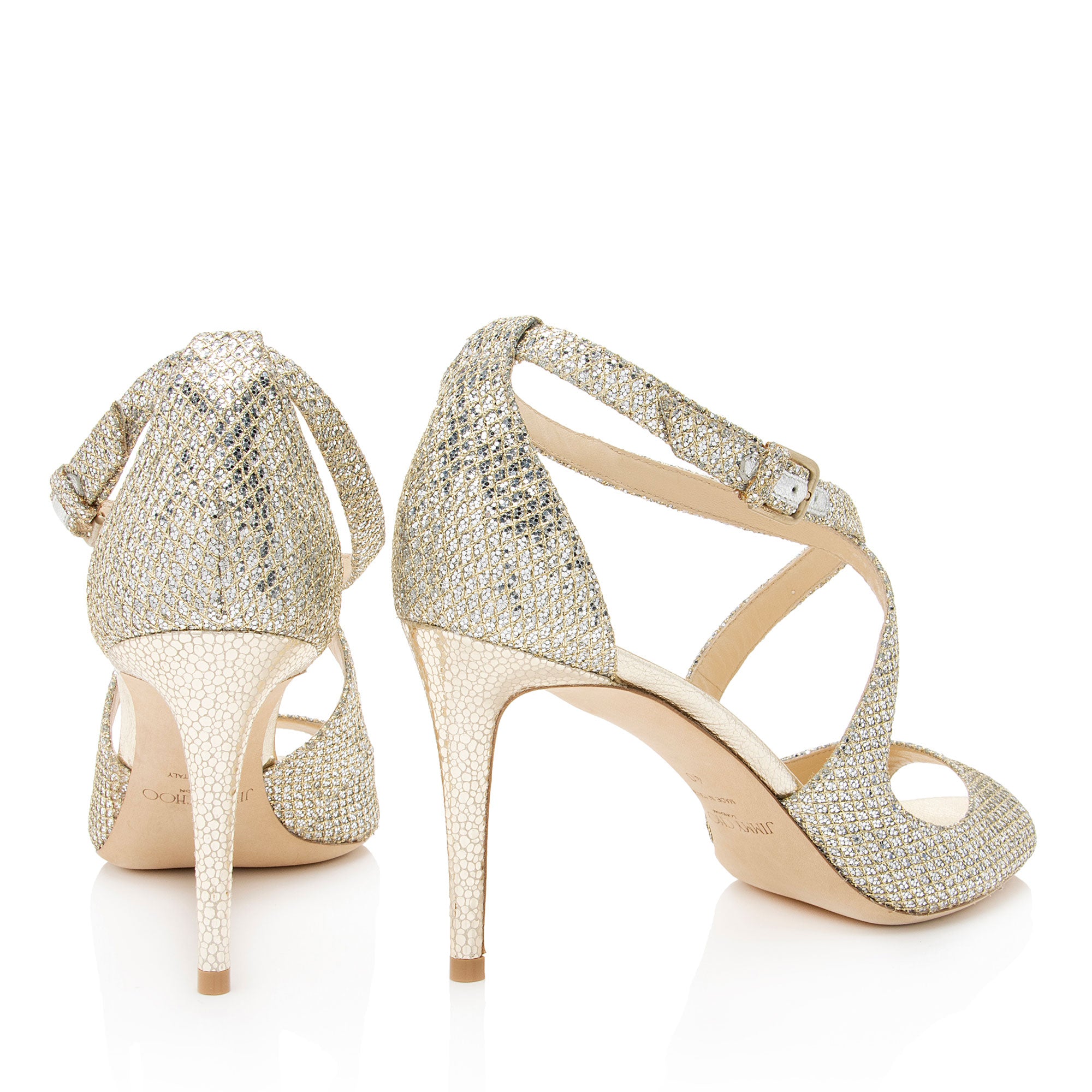 Jimmy Choo Glitter Emily Sandals - Size 10 / 40