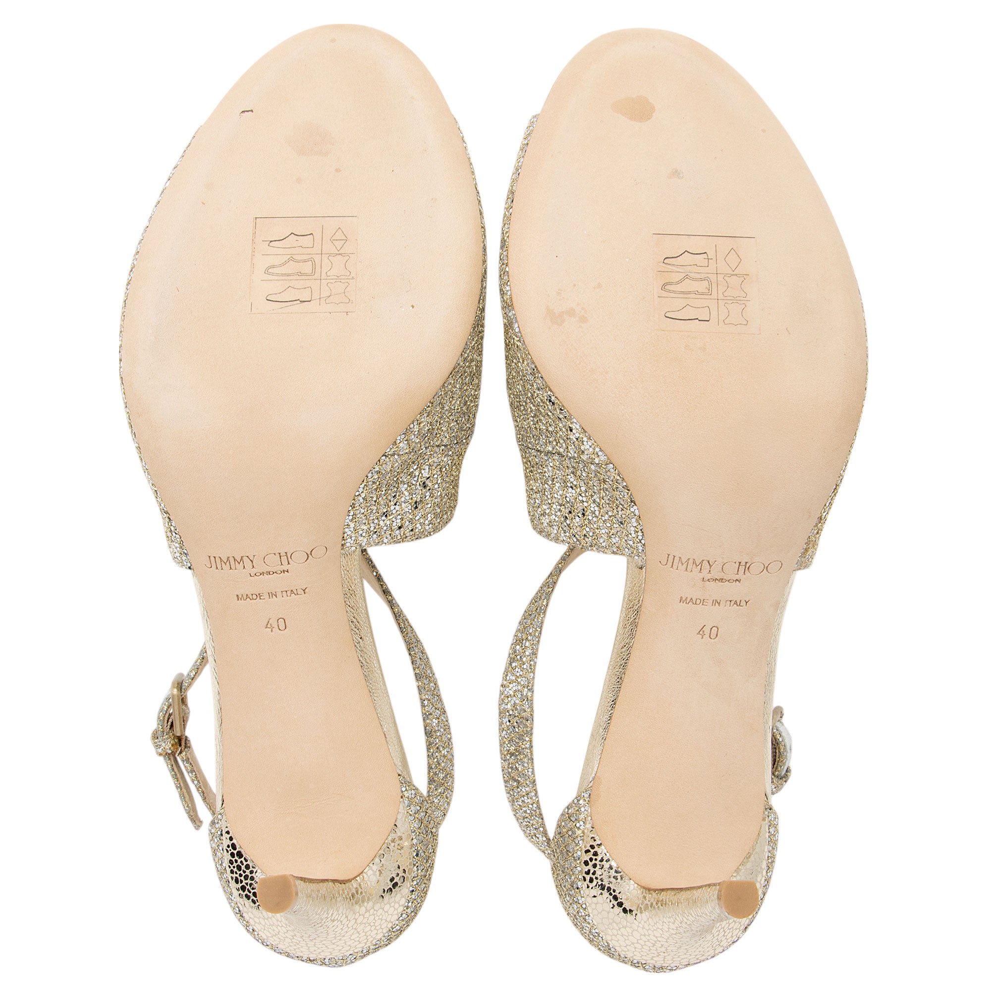 Jimmy Choo Glitter Emily Sandals - Size 10 / 40