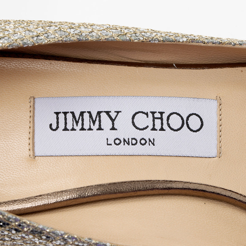 Jimmy Choo Glitter Fabric Isabel Peep Toe Pumps - Size 5.5 / 35.5 (SHF-Z0g5Sx)