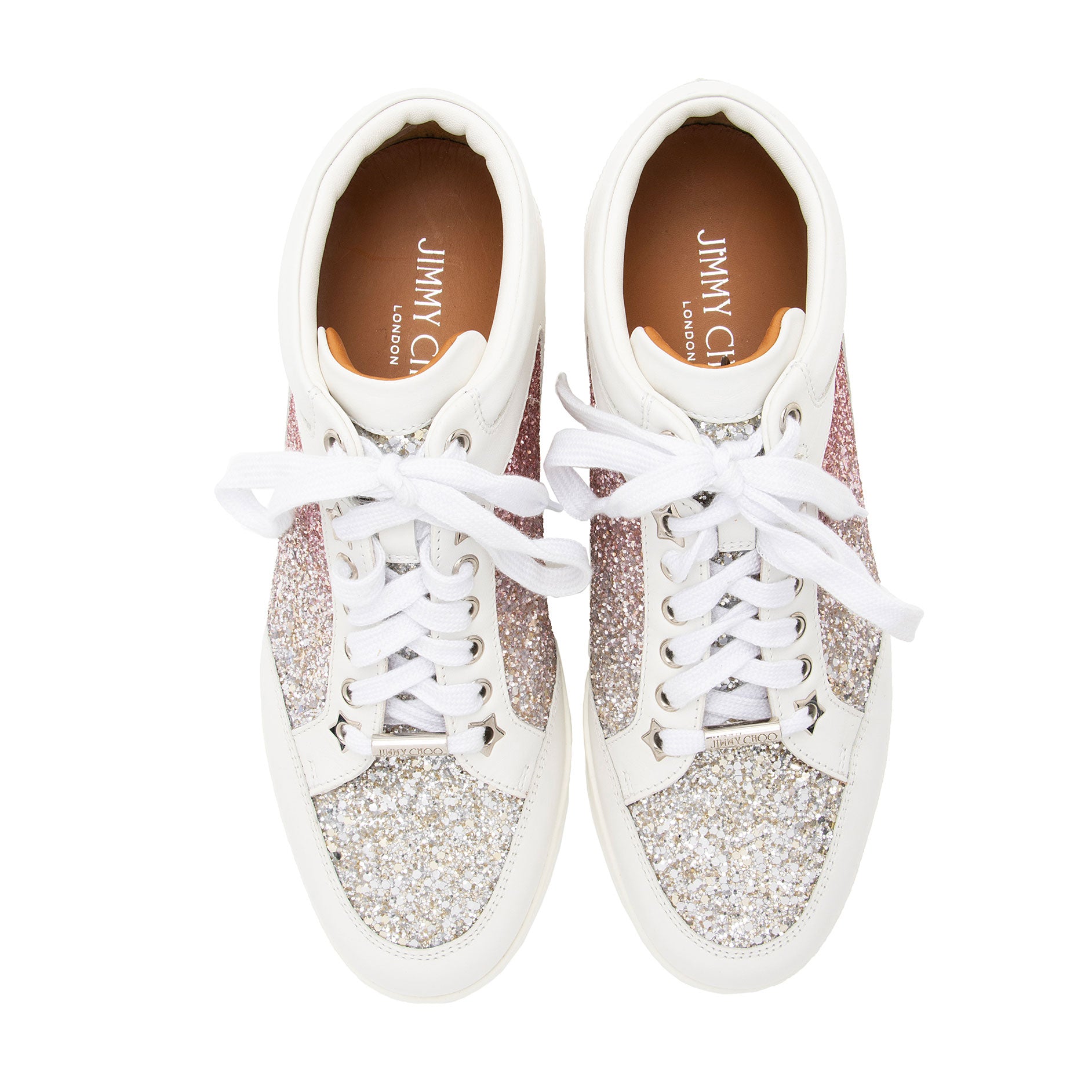 Jimmy Choo Glitter Leather Miami Sneakers - Size 9 / 39 (SHF-f8KPKH)