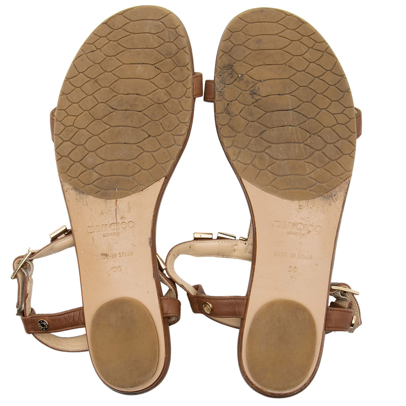 Jimmy Choo Leather Narcissa T-Strap Sandals - Size 8 / 38 (SHF-oLA4Rv)