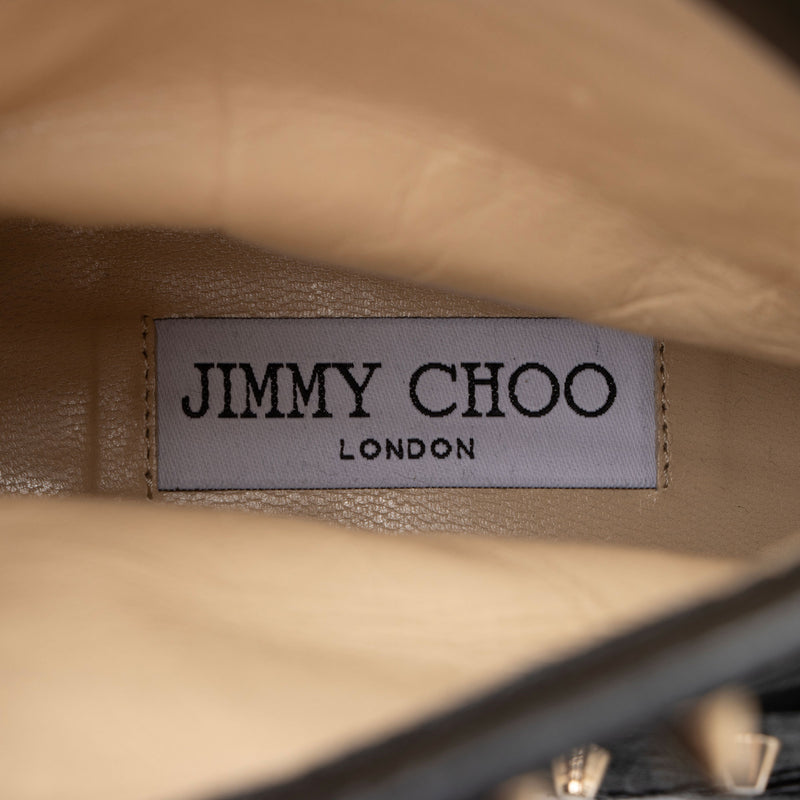 Jimmy Choo Leather Studded Dash Biker Boots - Size 7 / 37 (SHF-POKDQ7)
