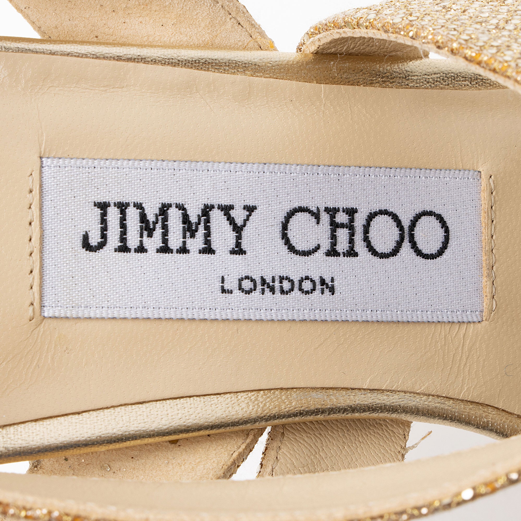 Jimmy Choo Metallic Leather Glitter Lame Crisscross Vamp Platform Sandals  Size (SHF-eS7de1)