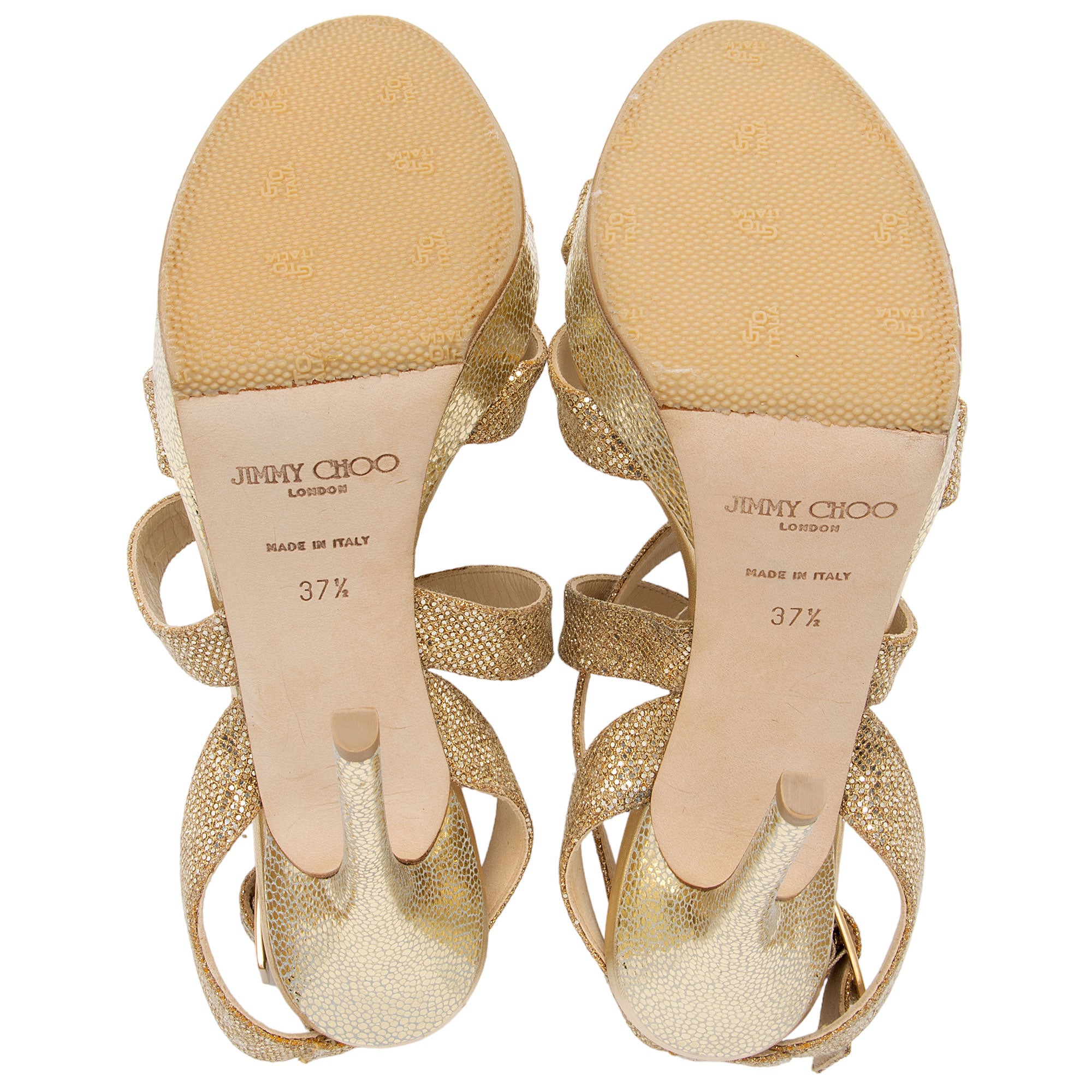 Jimmy Choo Metallic Leather Glitter Lame Crisscross Vamp Jimmy Choo Metallic Leather Glitter Lame Crisscross Vamp