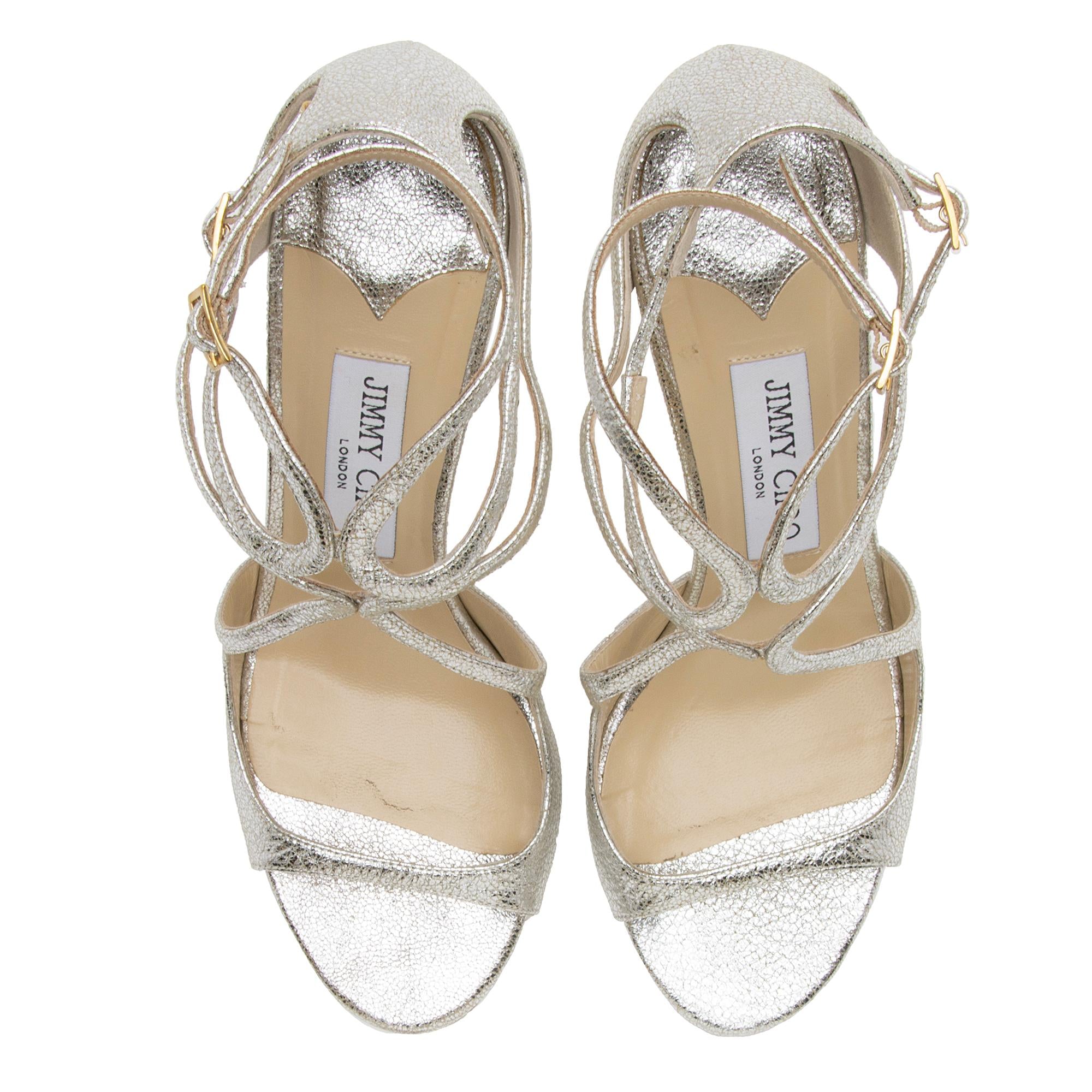 Jimmy Choo Metallic Leather Ivette Strappy Sandals - Size 8 / 38 (SHF-KgHWvu)