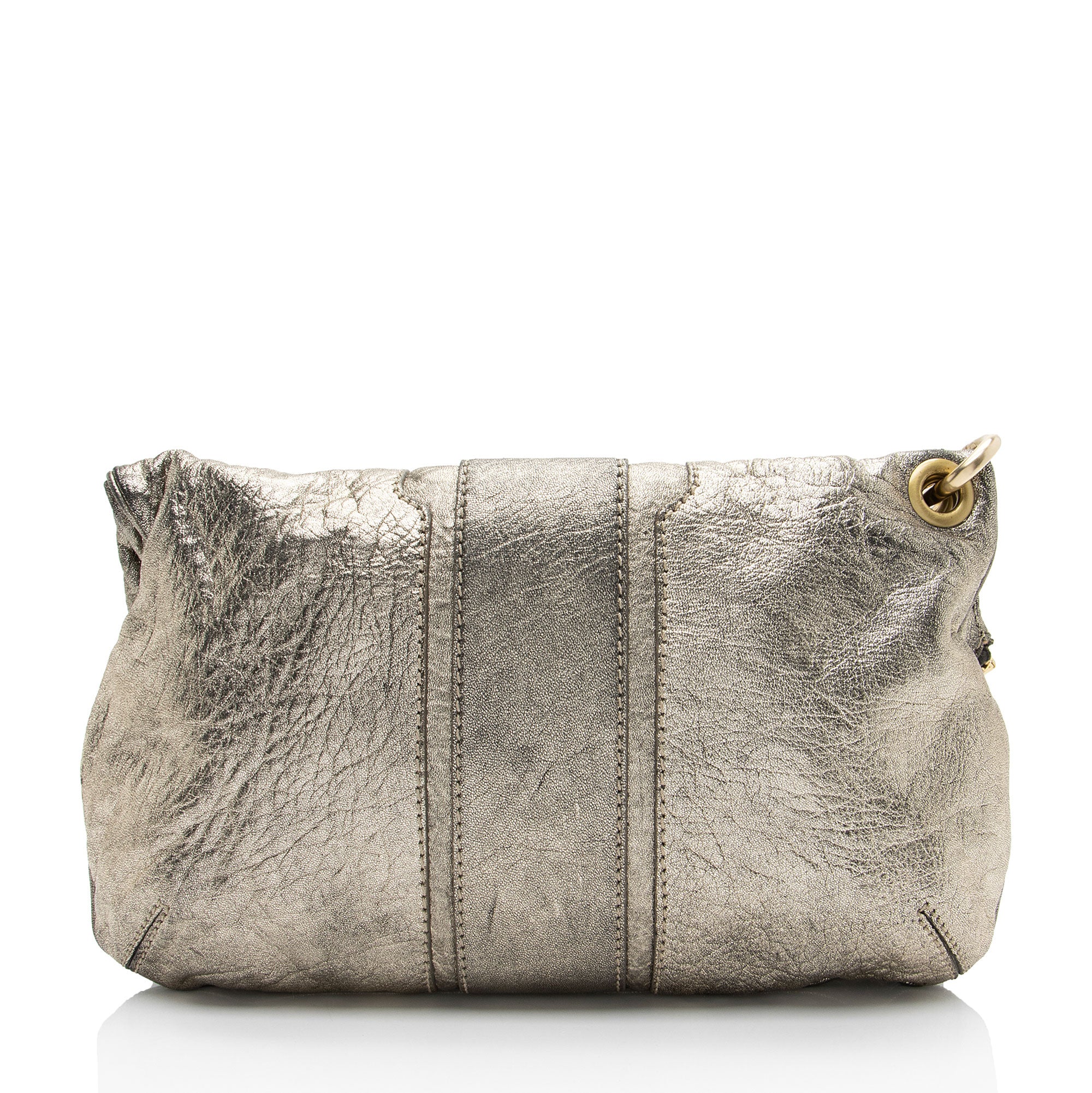 Jimmy Choo Metallic Leather Marin Fold Over Clutch