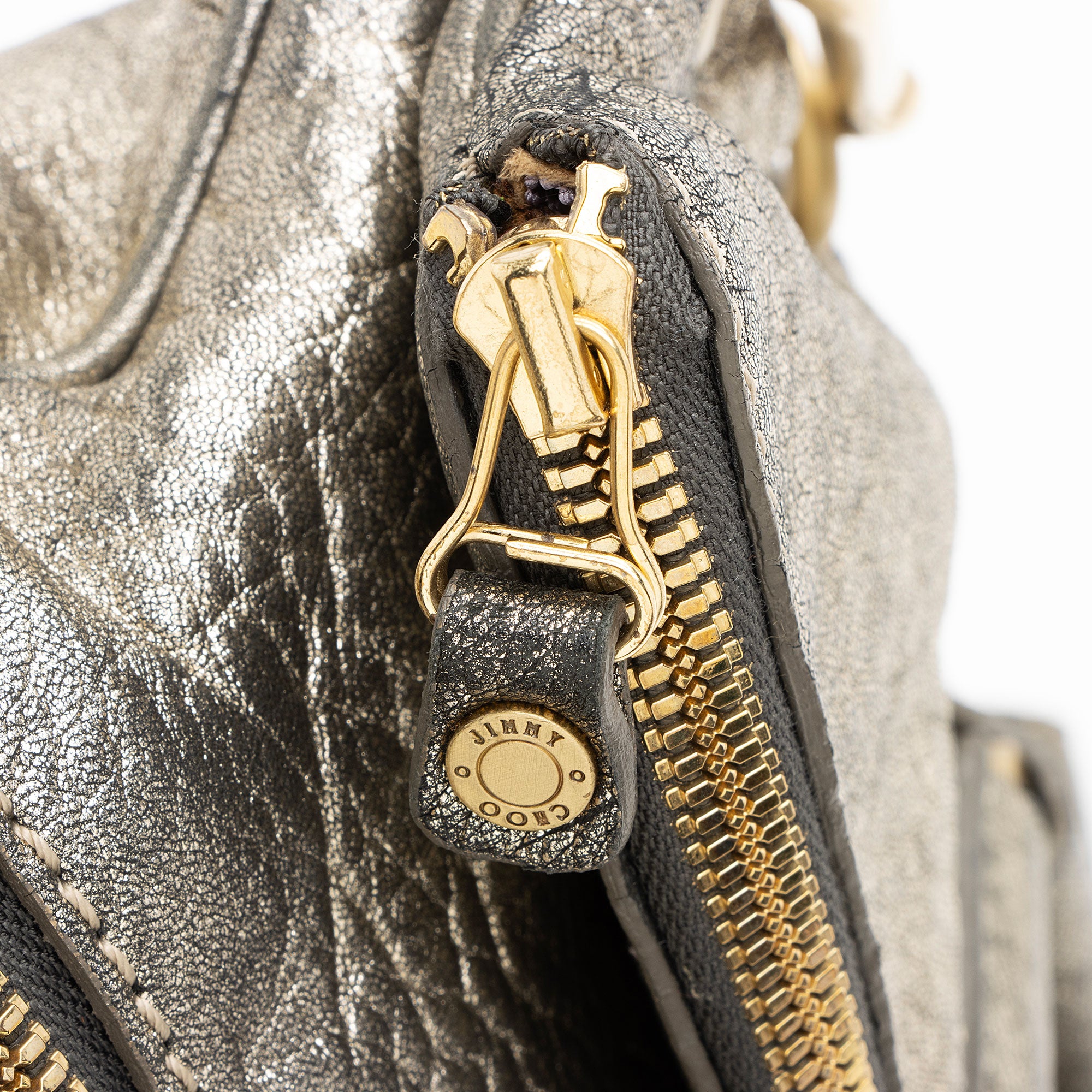 Jimmy Choo Metallic Leather Marin Fold Over Clutch