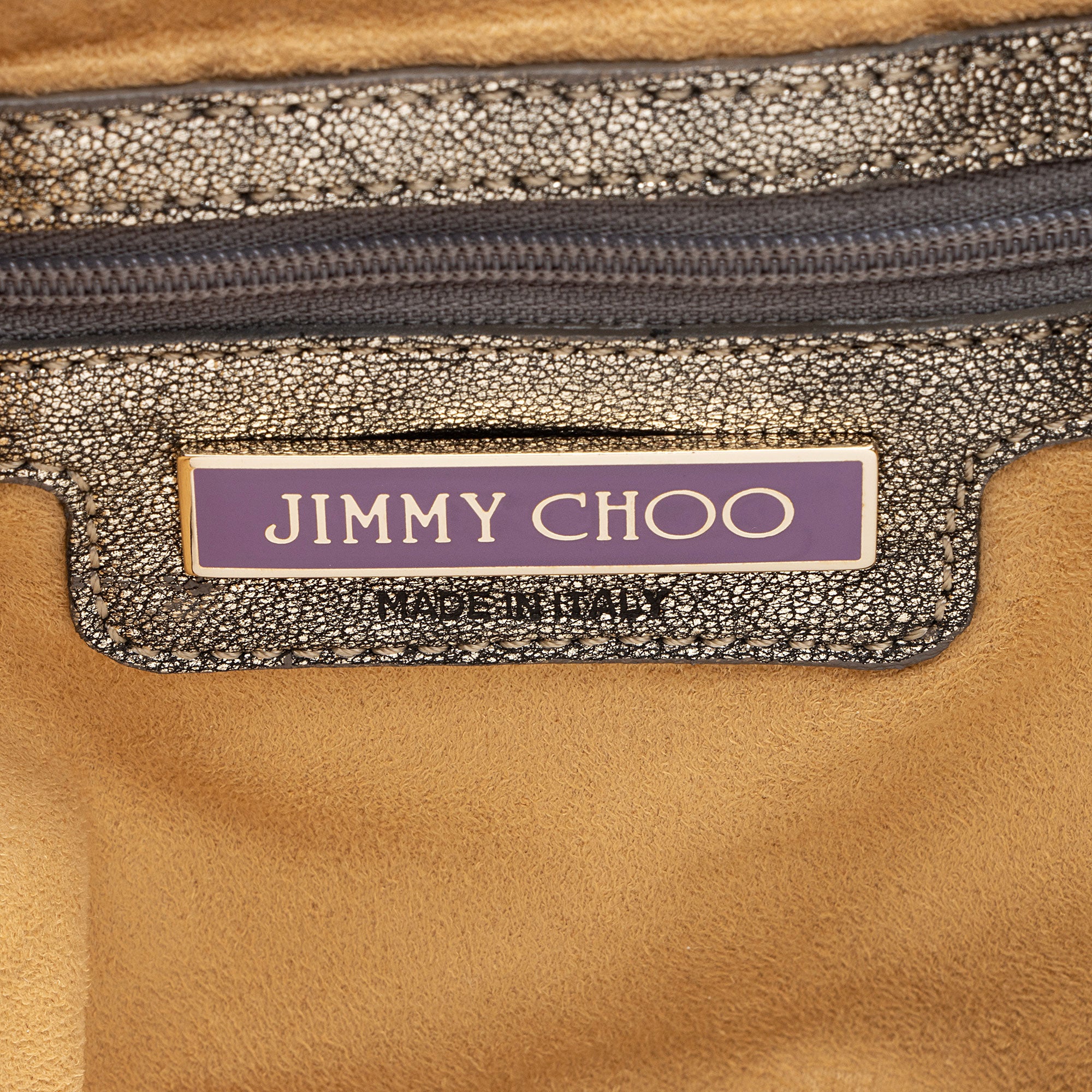 Jimmy Choo Metallic Leather Marin Fold Over Clutch
