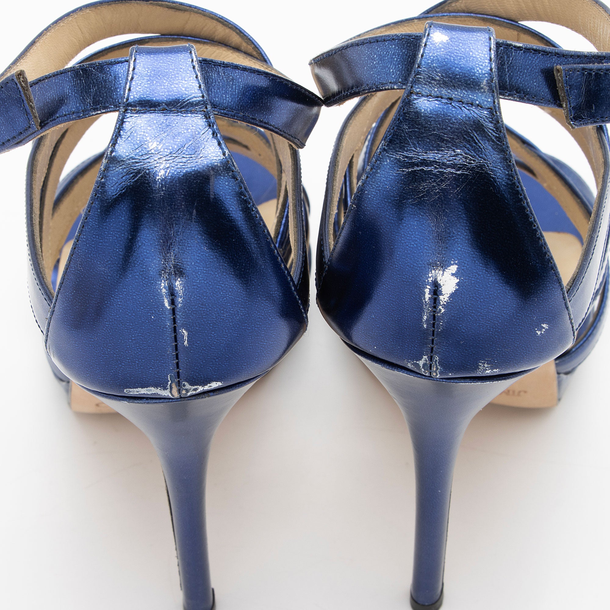 Jimmy Choo Metallic Leather Strappy Sandals - Size 7 / 37