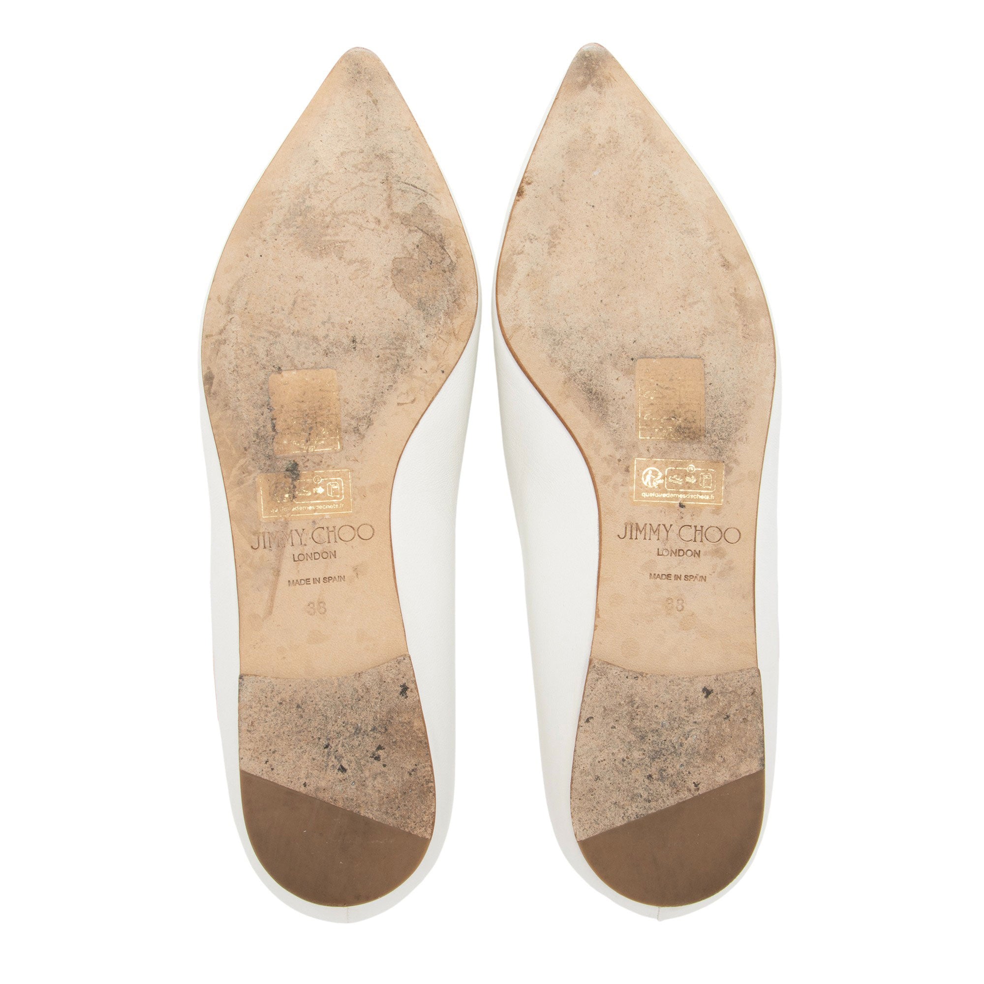 Jimmy Choo Leather Crystal Claire Mary Jane Ballet Flats - Size 8 / 38