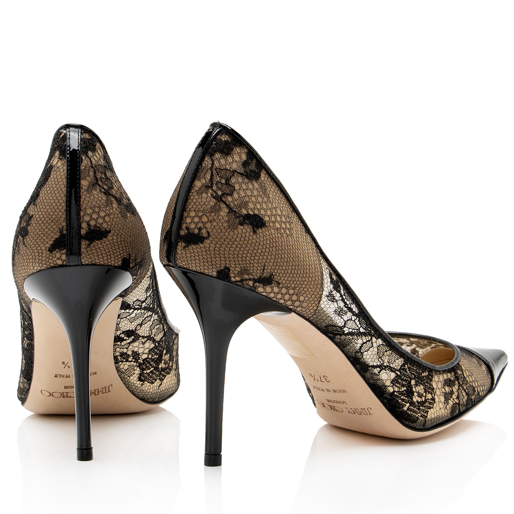 Jimmy Choo Patent Leather Lace Amika Pumps - Size 7.5 / 37.5