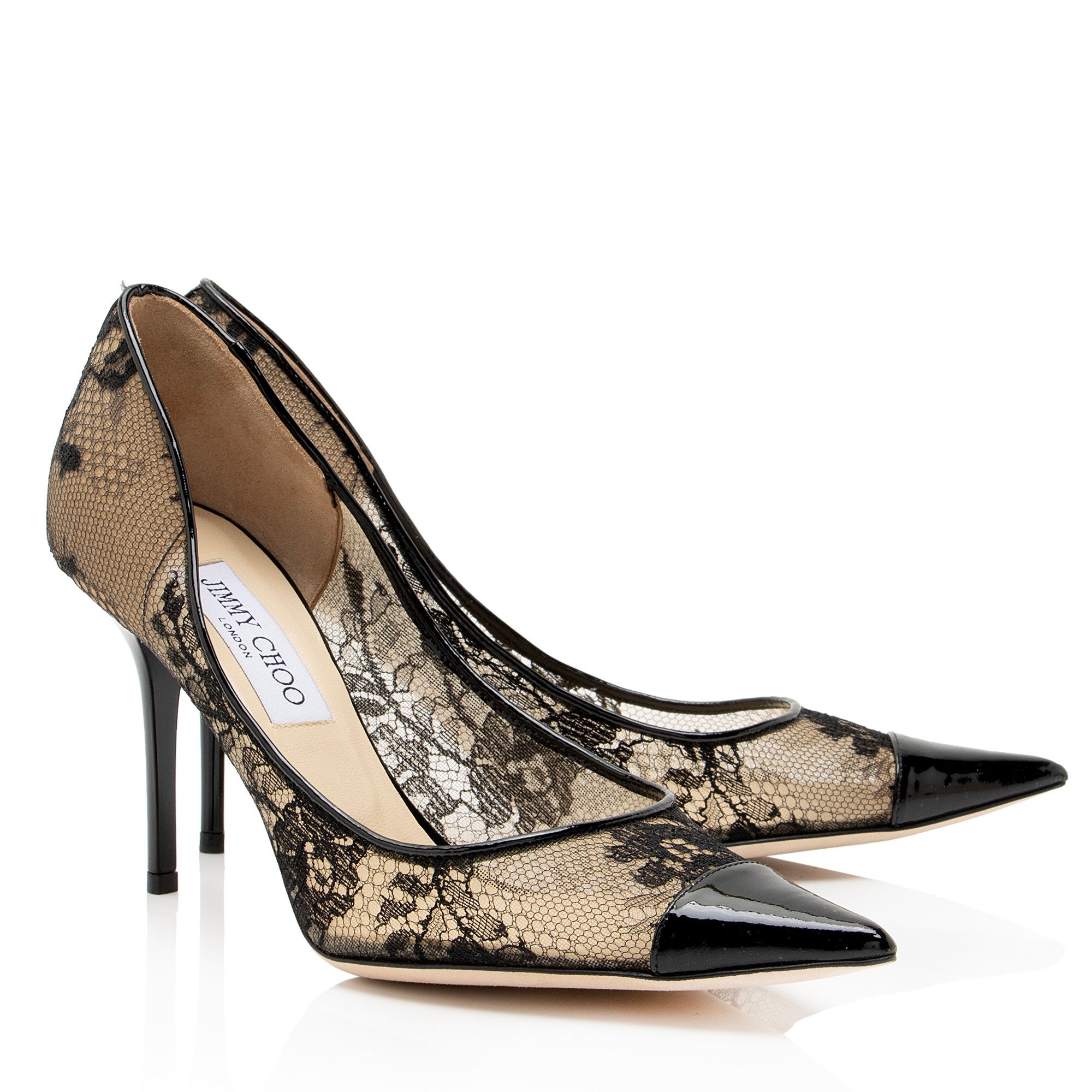 Jimmy Choo Patent Leather Lace Amika Pumps - Size 7.5 / 37.5