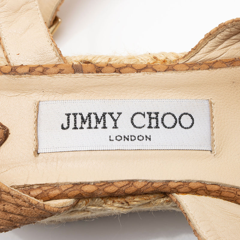 Jimmy Choo Python Embossed Leather Phoenix Wedge Espadrilles - Size 9 / 39 (SHF-KsyRCk)