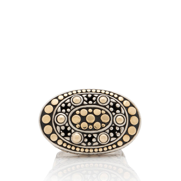 John Hardy 18k Gold Sterling Silver Dot Jaisalmer Ring - Size 7 1/4 (SHF-e8Nyjr)
