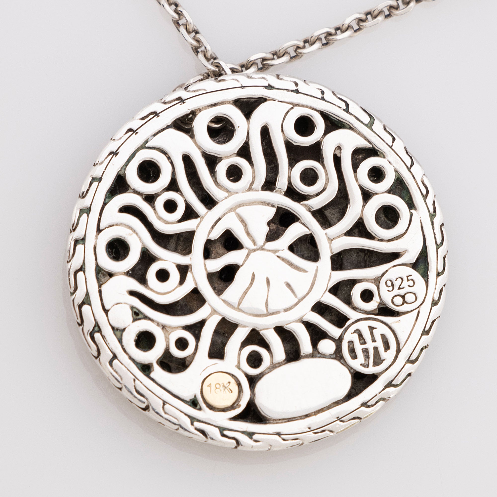 John Hardy Sterling Silver 18k Gold Black Sapphire Dot Pendant Necklace (SHF-yoZRYh)