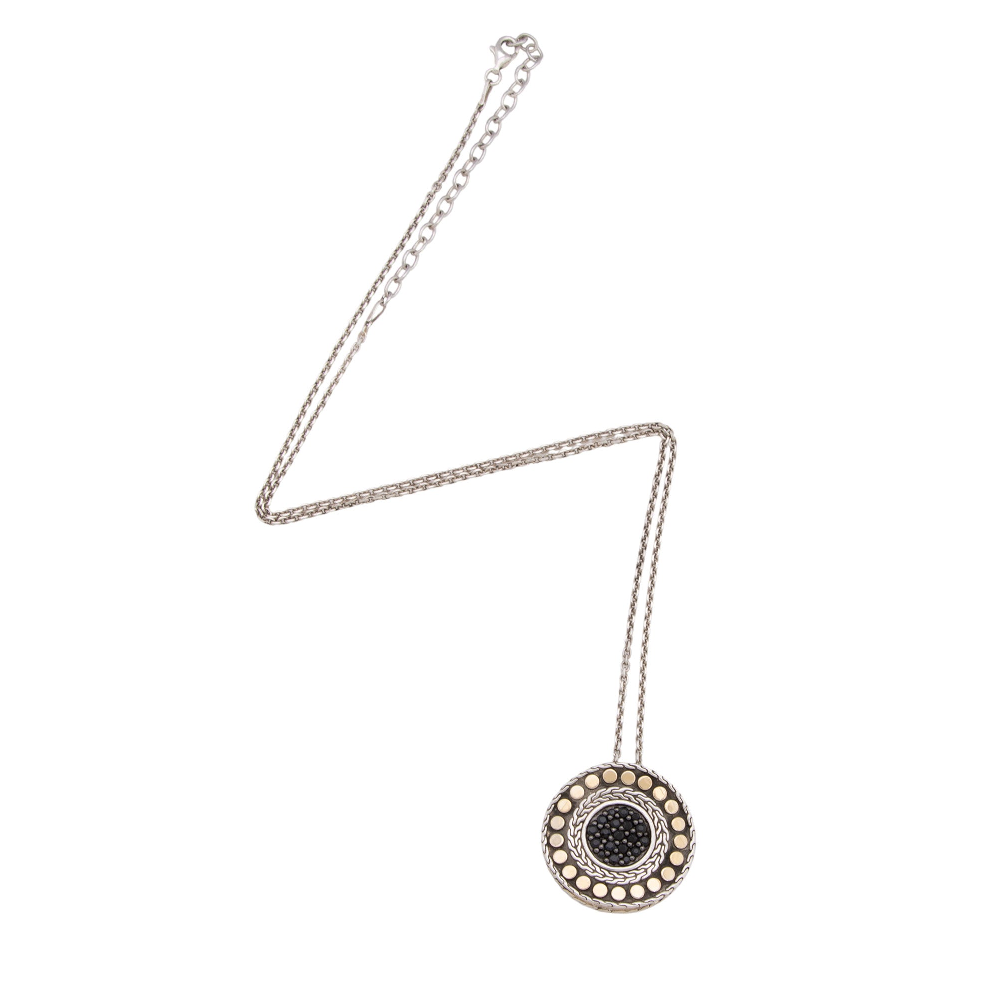 John Hardy Sterling Silver 18k Gold Black Sapphire Dot Pendant Necklace (SHF-yoZRYh)