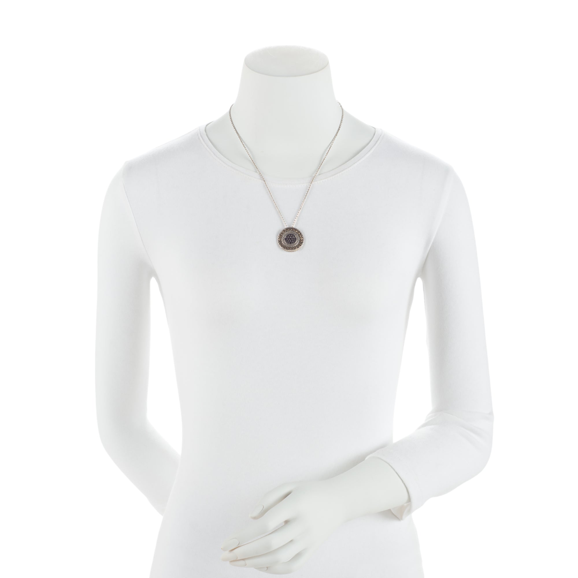 John Hardy Sterling Silver 18k Gold Black Sapphire Dot Pendant Necklace (SHF-yoZRYh)