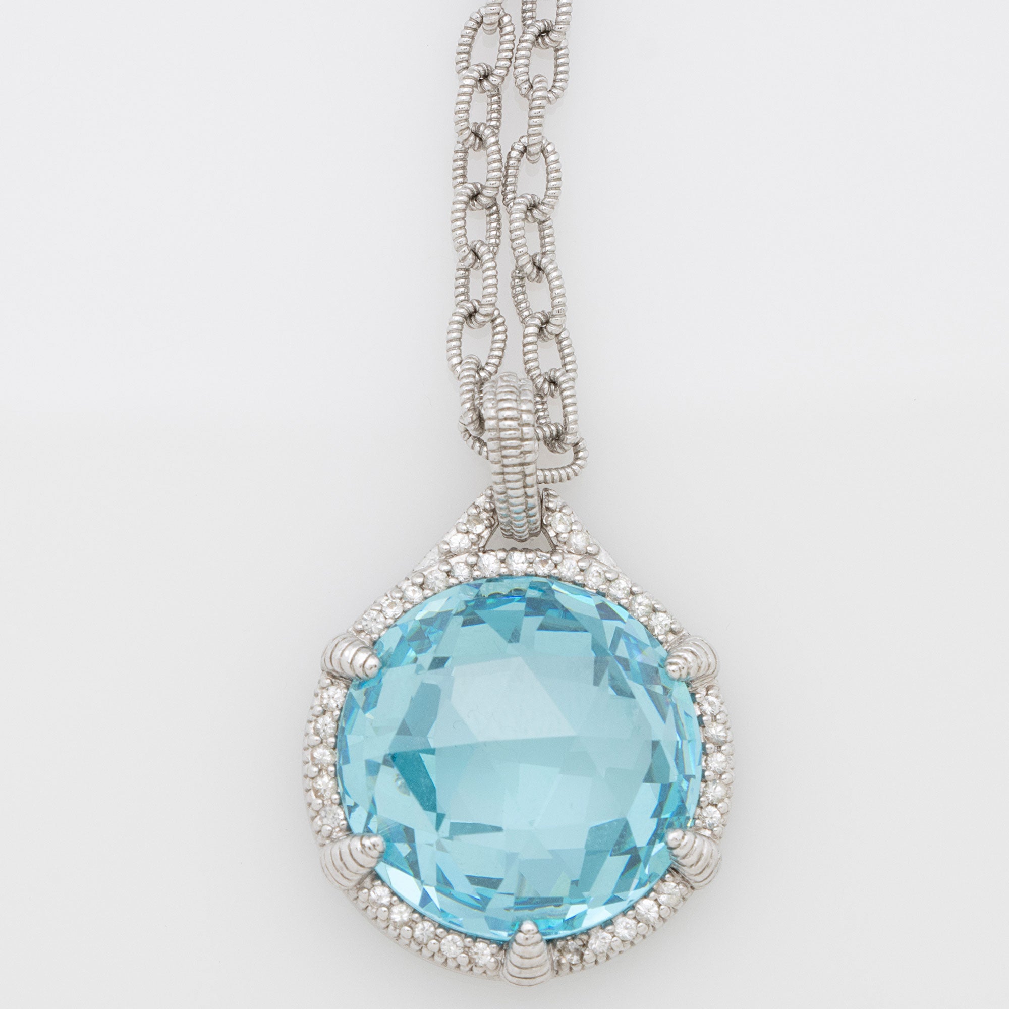 Judith Ripka Sterling Silver Crystal Blue Topaz Pendant Necklace (SHF-ld8AzN)