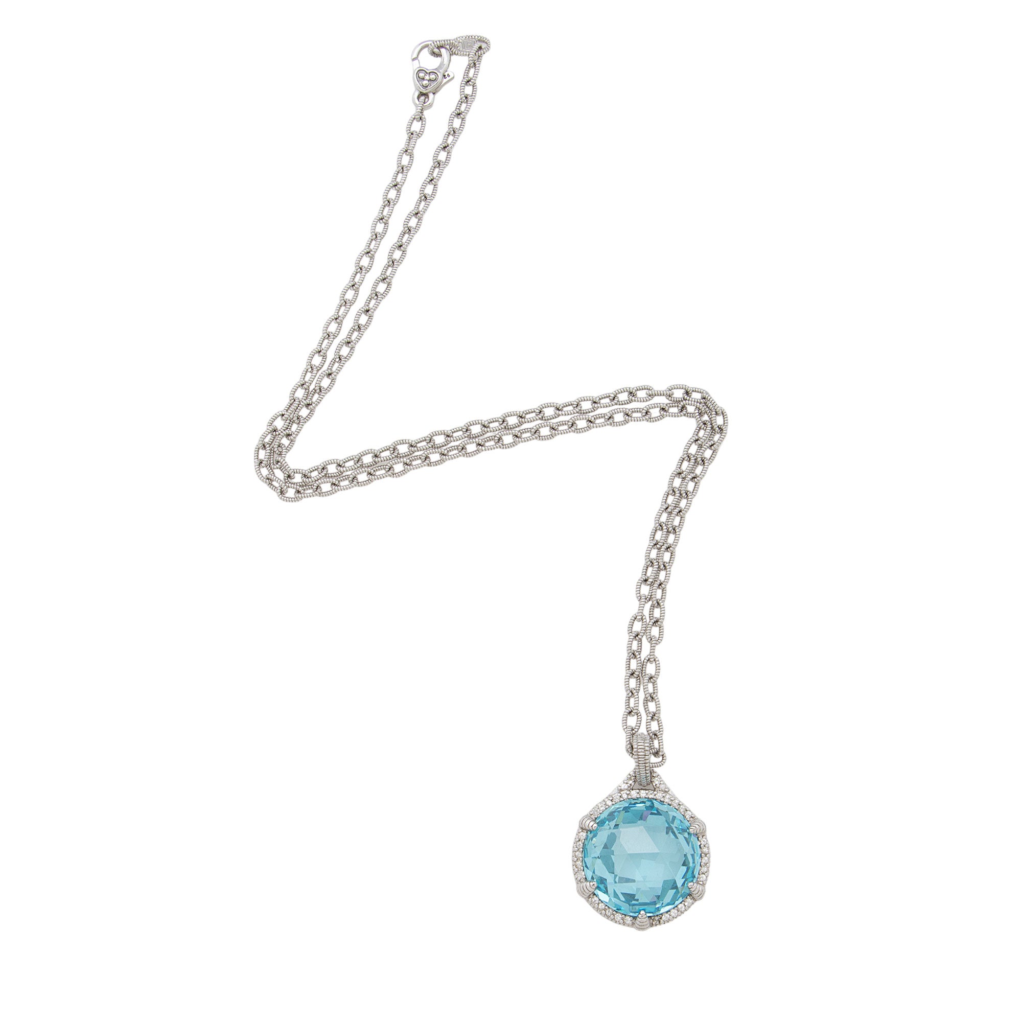 Judith Ripka Sterling Silver Crystal Blue Topaz Pendant Necklace (SHF-ld8AzN)