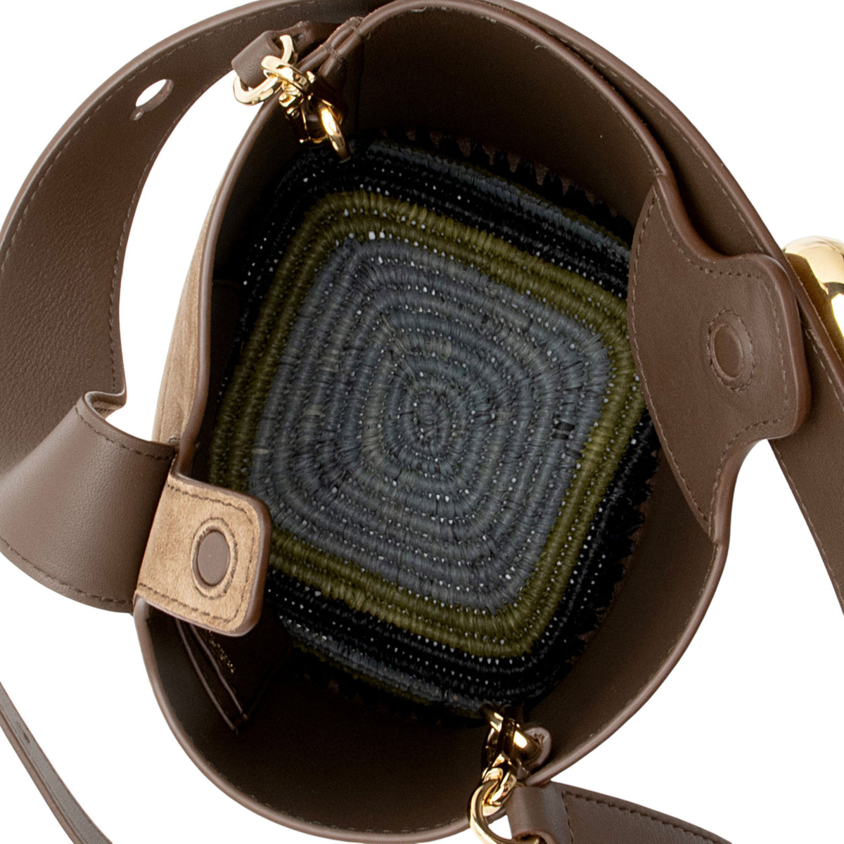 Loewe Suede Raffia Pebble Mini Bucket Bag