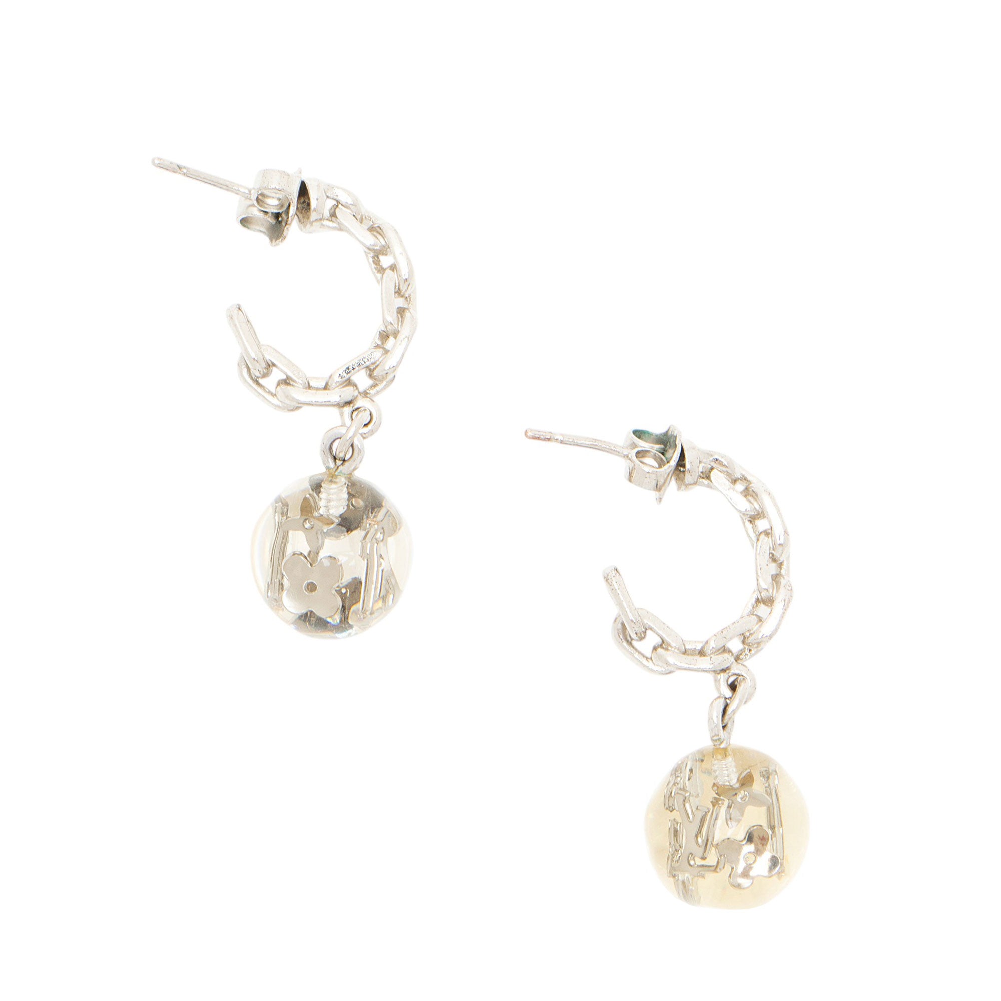 Louis Vuitton Monogram Bubble Inclusion Hoop Earrings