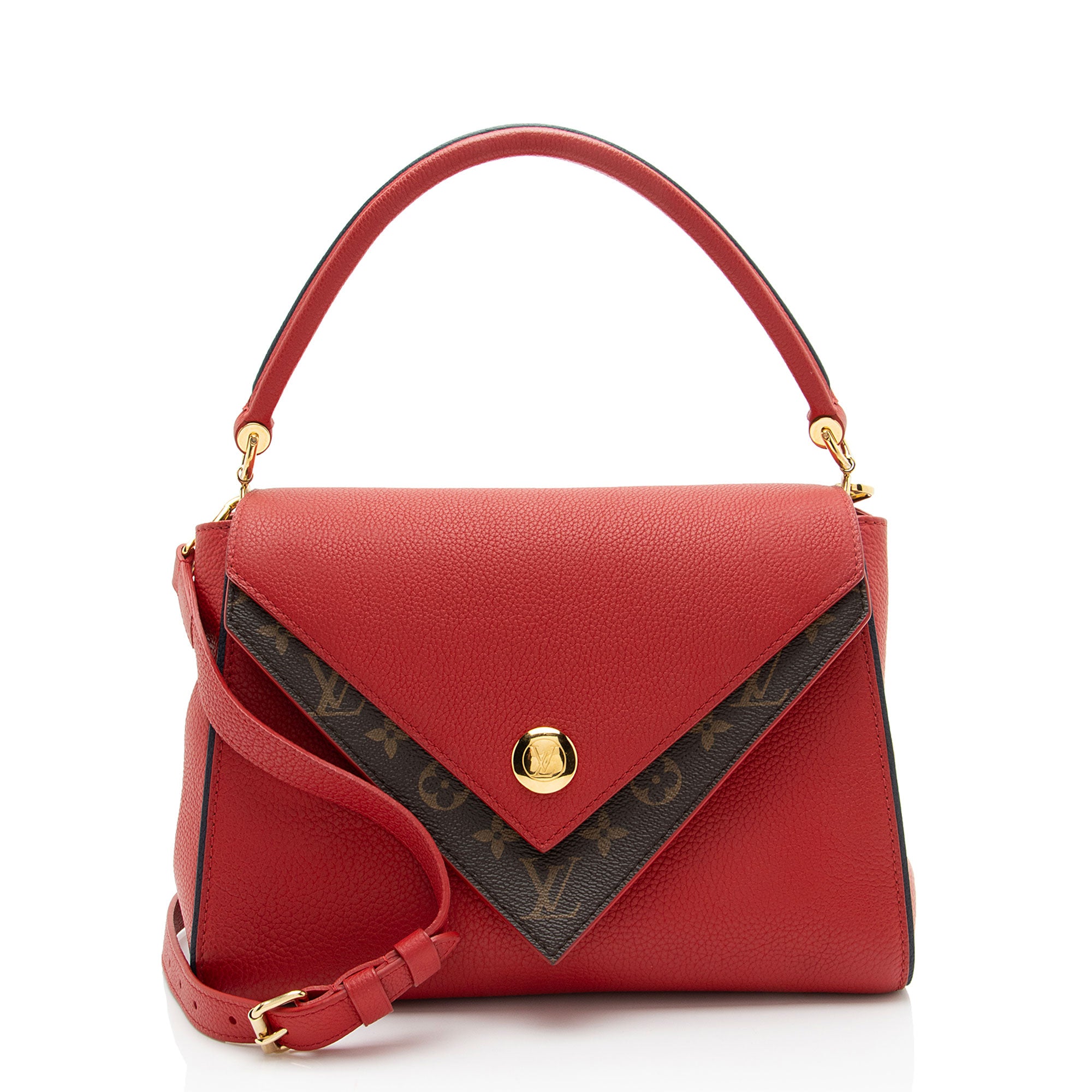 Louis Vuitton Calf Leather Monogram Canvas Double V Satchel