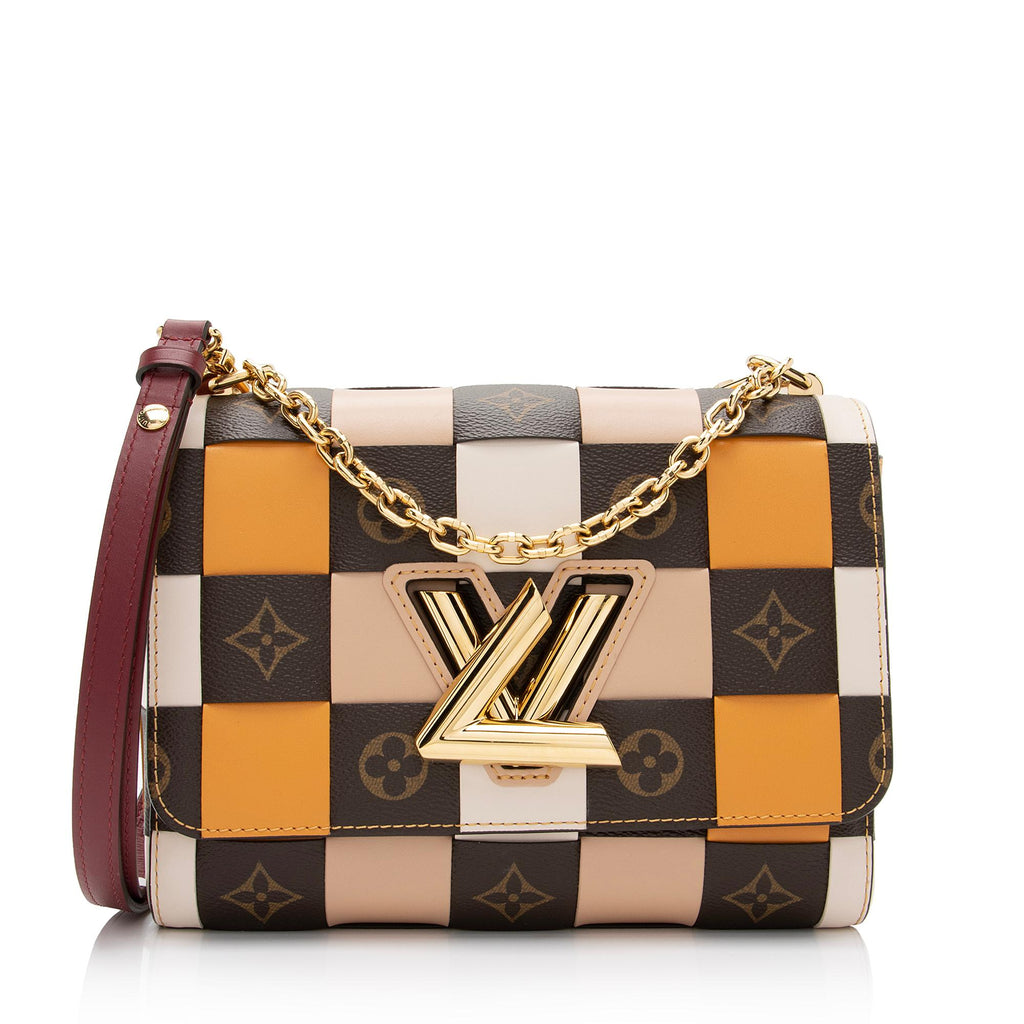 Louis Vuitton Calfskin Check Monogram Twist MM Shoulder Bag (SHF-m6U5mW)