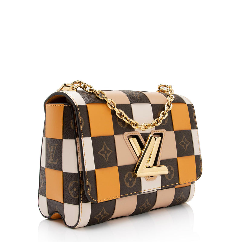 Louis Vuitton Calfskin Check Monogram Twist MM Shoulder Bag SHF m6U5m LuxeDH
